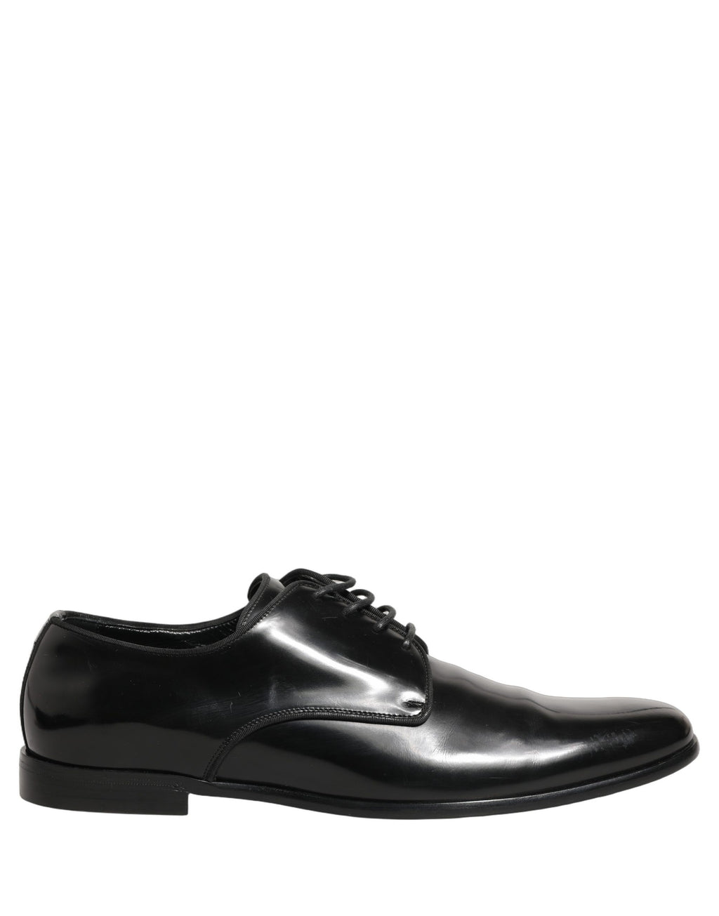 Chaussures Derby formelles en cuir noir Dolce & Gabbana pour homme, avec finition élégante et semelle en cuir.
