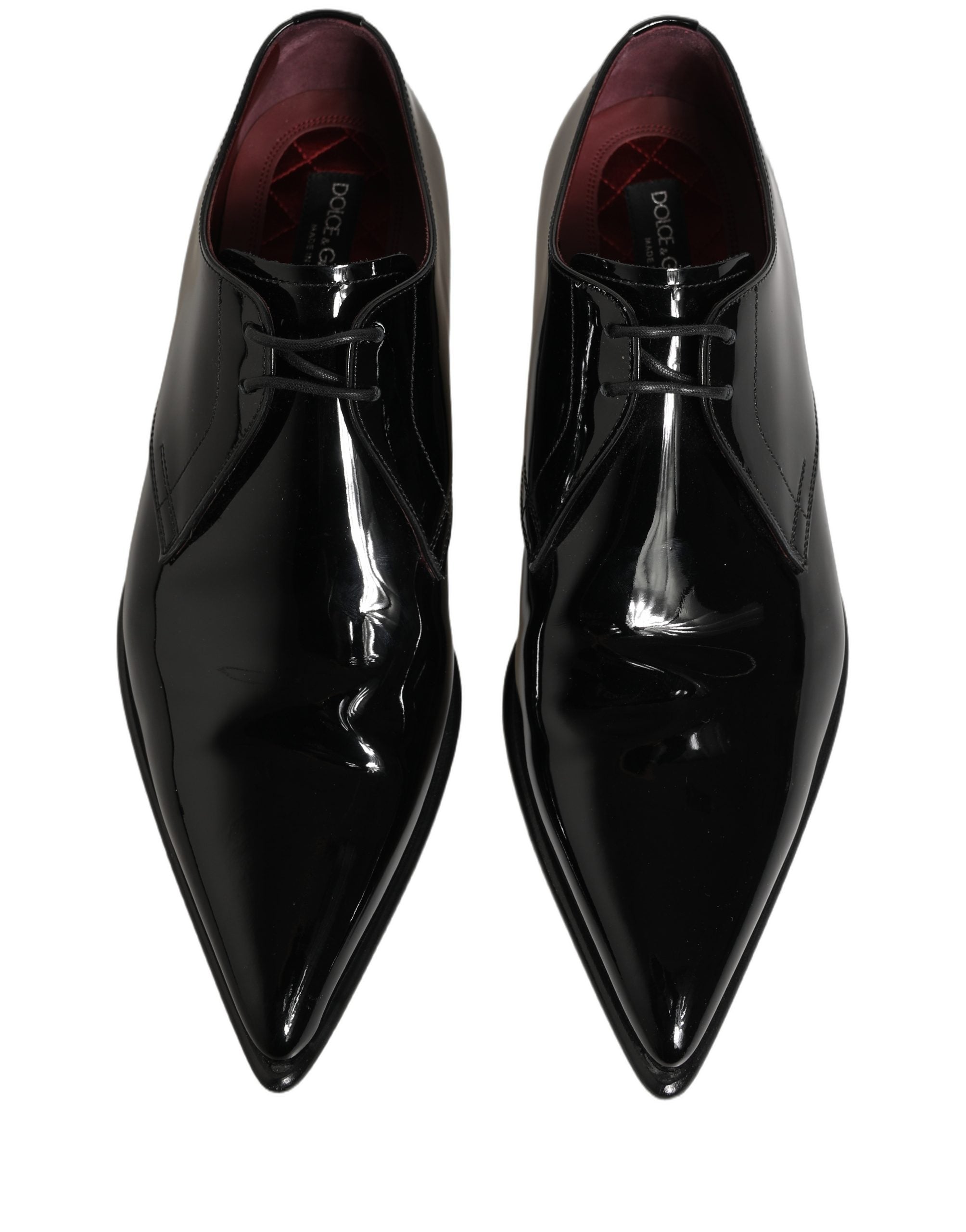 Chaussures derby en cuir noir pour homme de la marque Dolce & Gabbana, chaussures formelles élégantes et sophistiquées.