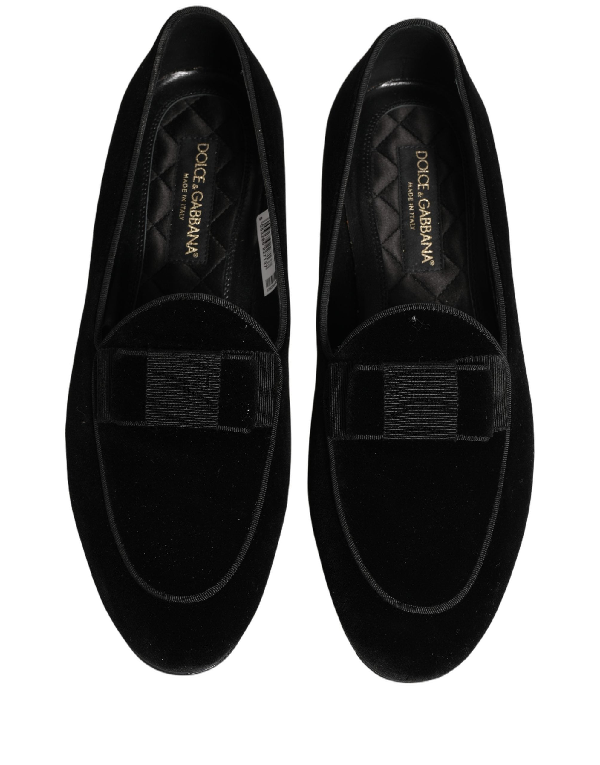 Chaussures formelles pour homme Dolce & Gabbana en velours noir, loafers élégants pour occasions spéciales.