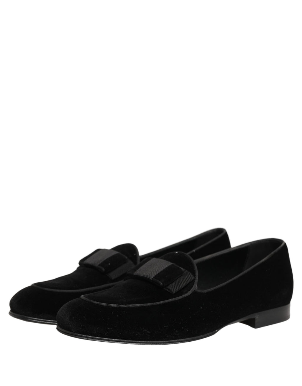 Chaussures habillées noires en velours Dolce & Gabbana pour hommes, chaussures formelles élégantes et sophistiquées.