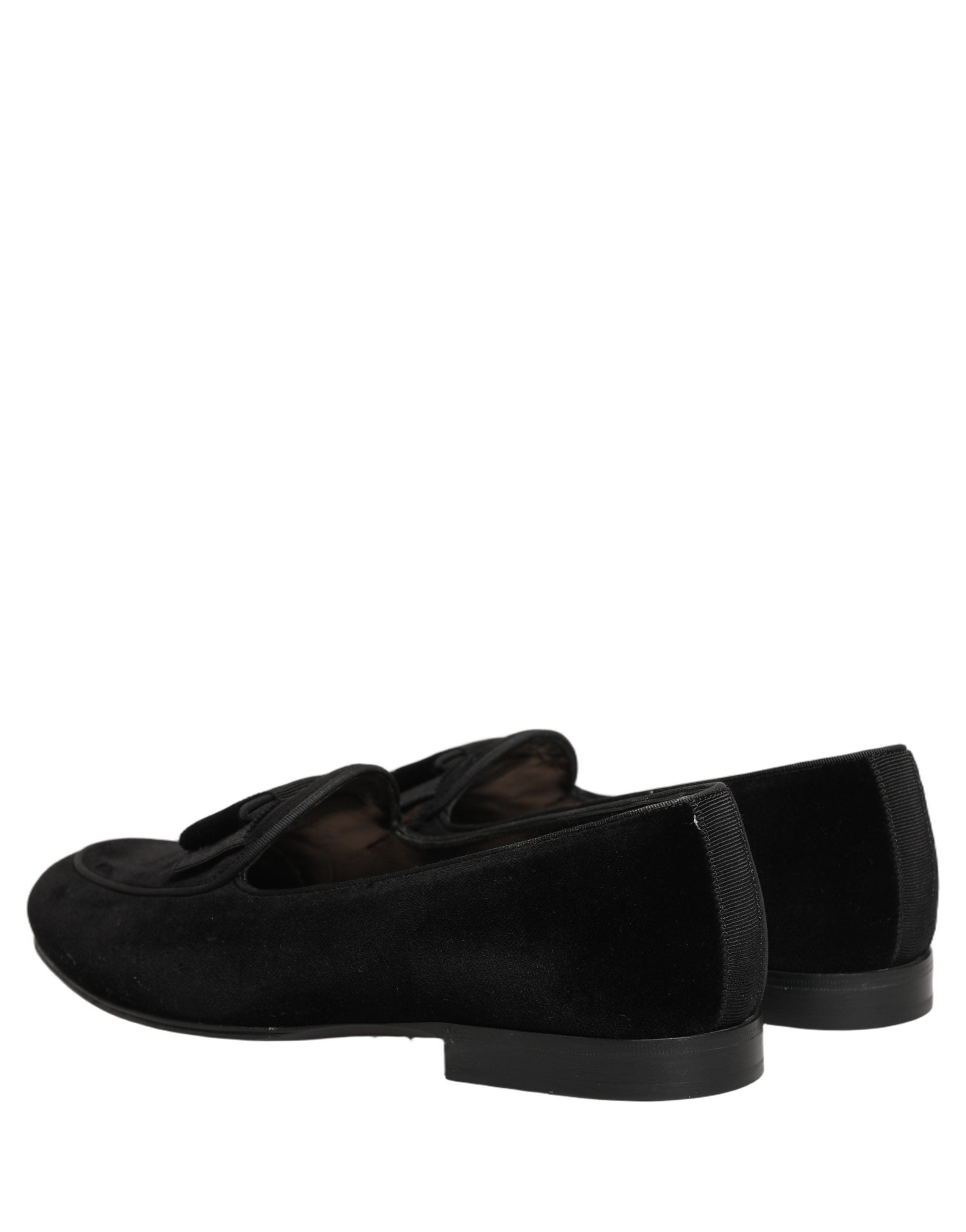 Chaussures formelles pour homme Dolce & Gabbana en velours noir, loafers élégants pour occasions habillées.