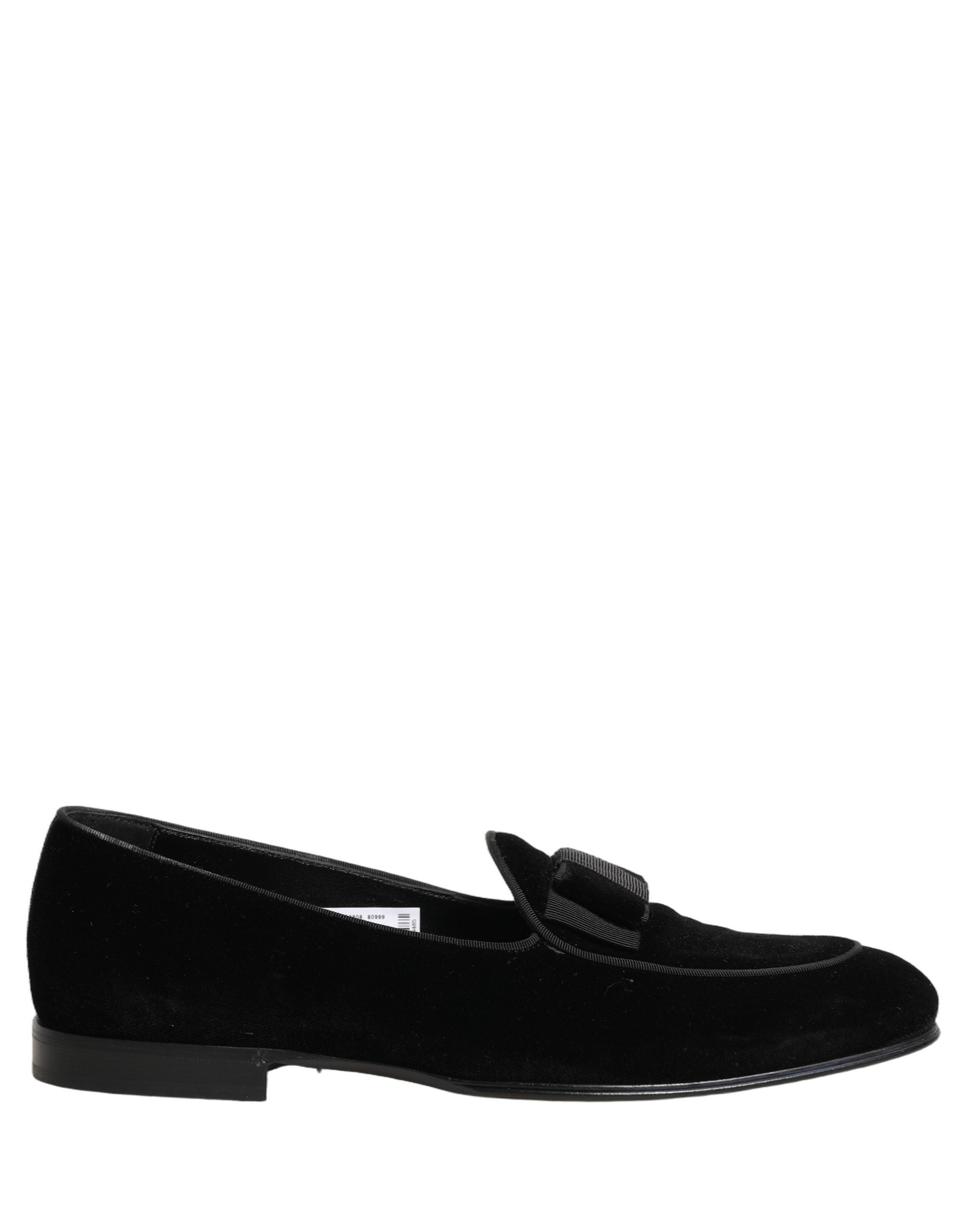 Chaussures de ville en velours noir Dolce & Gabbana pour hommes, mocassins formels élégants et sophistiqués.