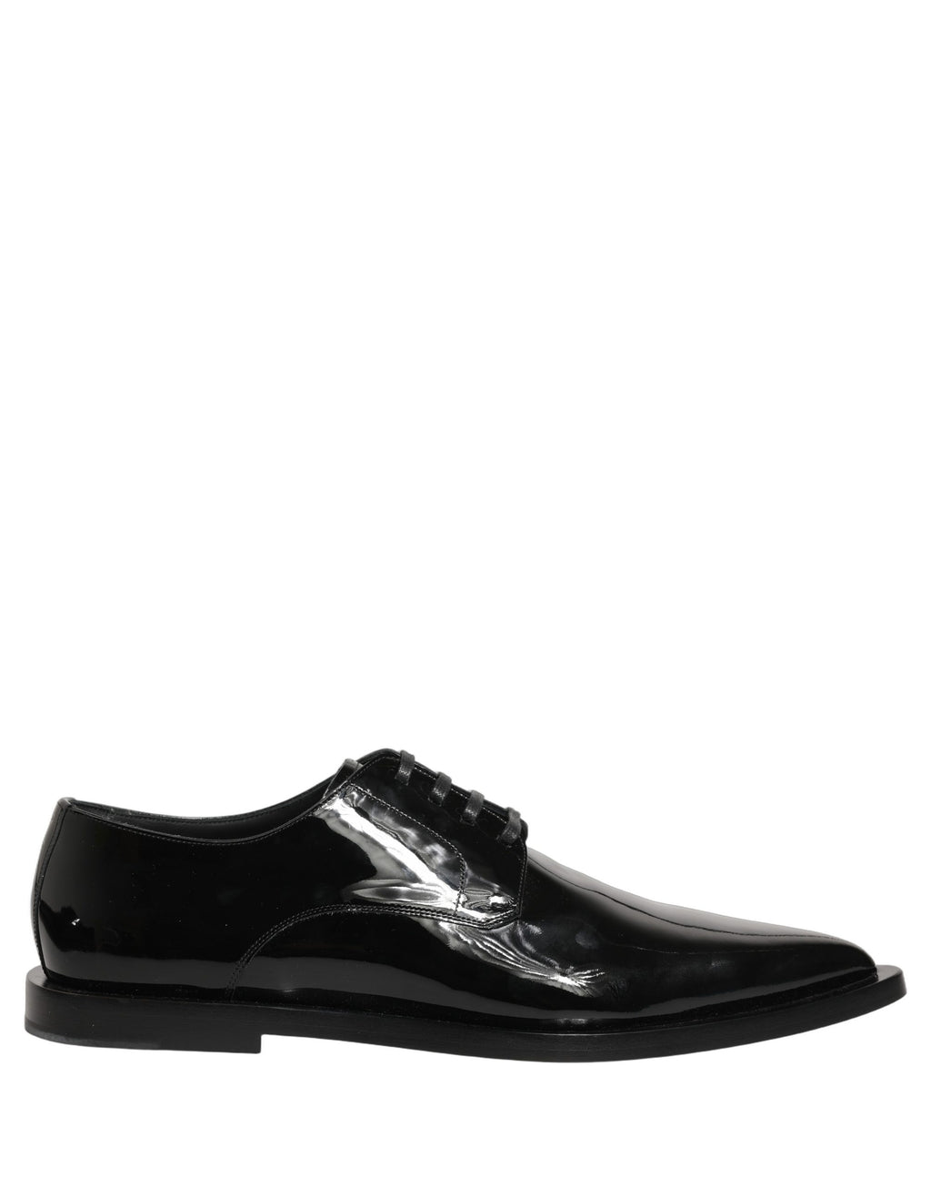 Chaussures Derby formelles en cuir noir de la marque Dolce & Gabbana pour homme, vue de face.