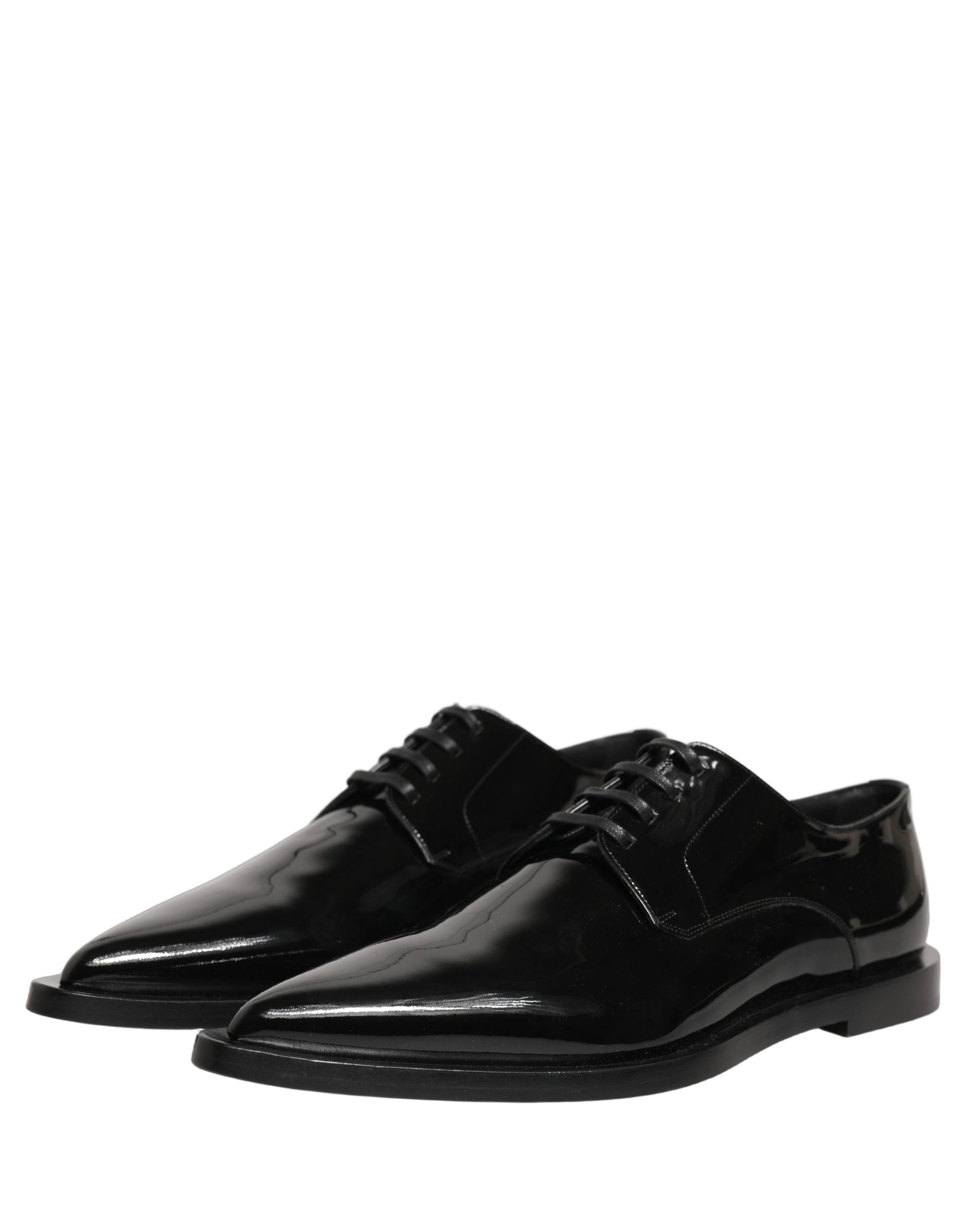 Chaussures derby noires en cuir pour homme de Dolce & Gabbana, chaussures formelles élégantes et sophistiquées.