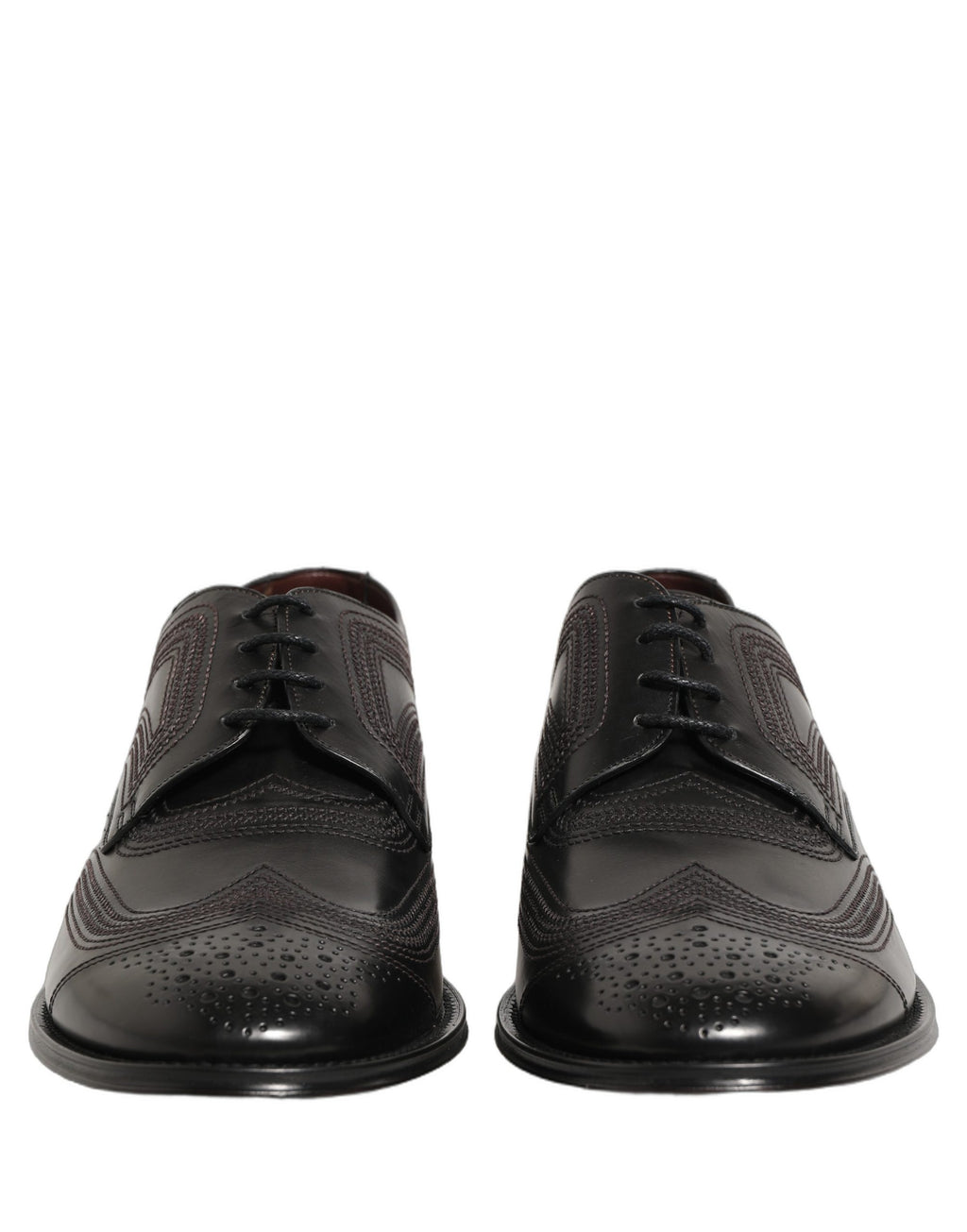 Dolce & Gabbana schwarze bestickte Derby-Anzugschuhe aus Leder