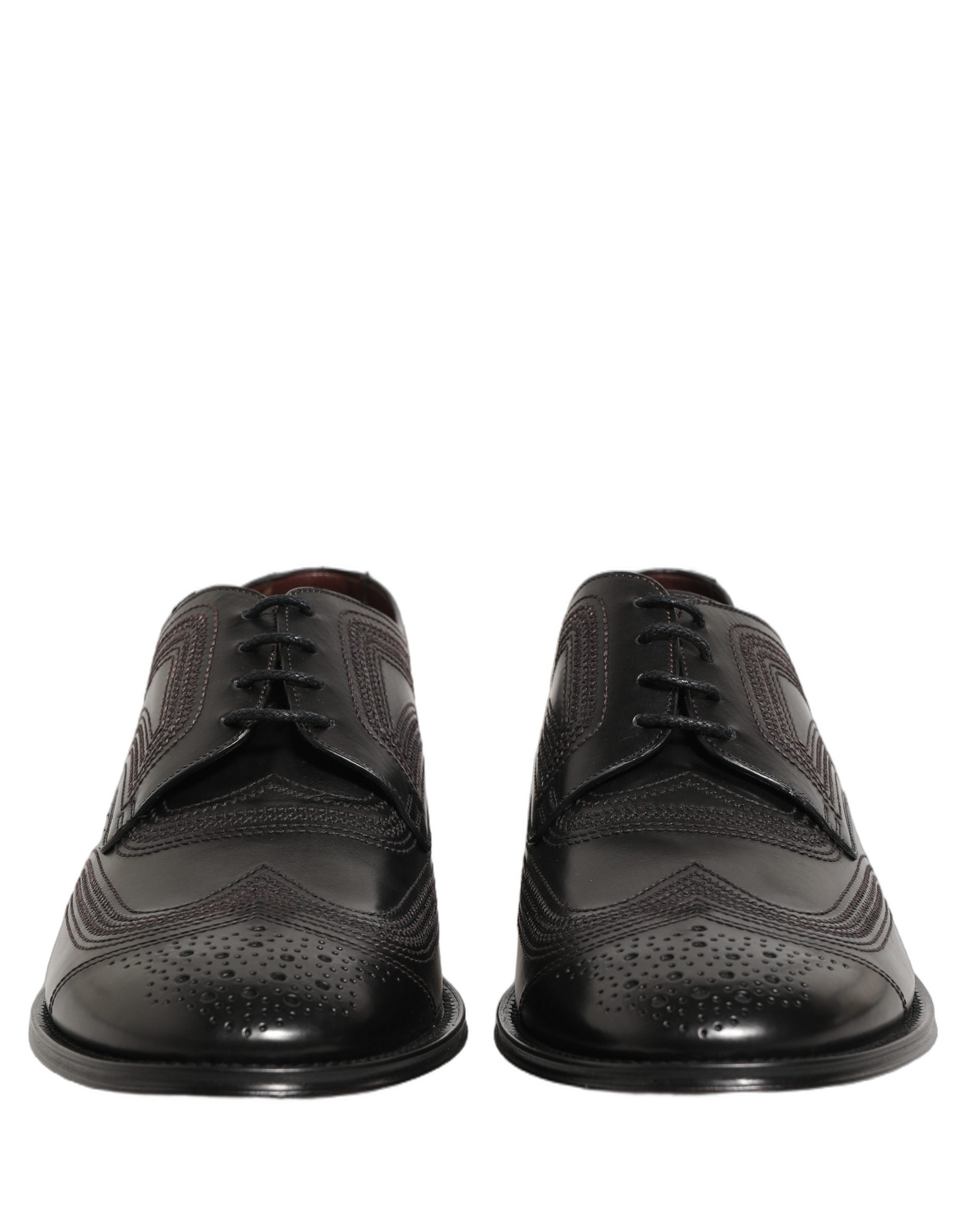 Dolce & Gabbana schwarze bestickte Derby-Anzugschuhe aus Leder