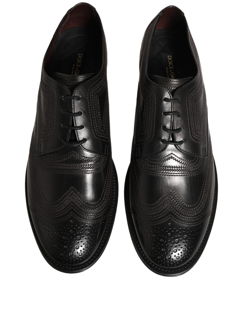 Dolce & Gabbana schwarze bestickte Derby-Anzugschuhe aus Leder