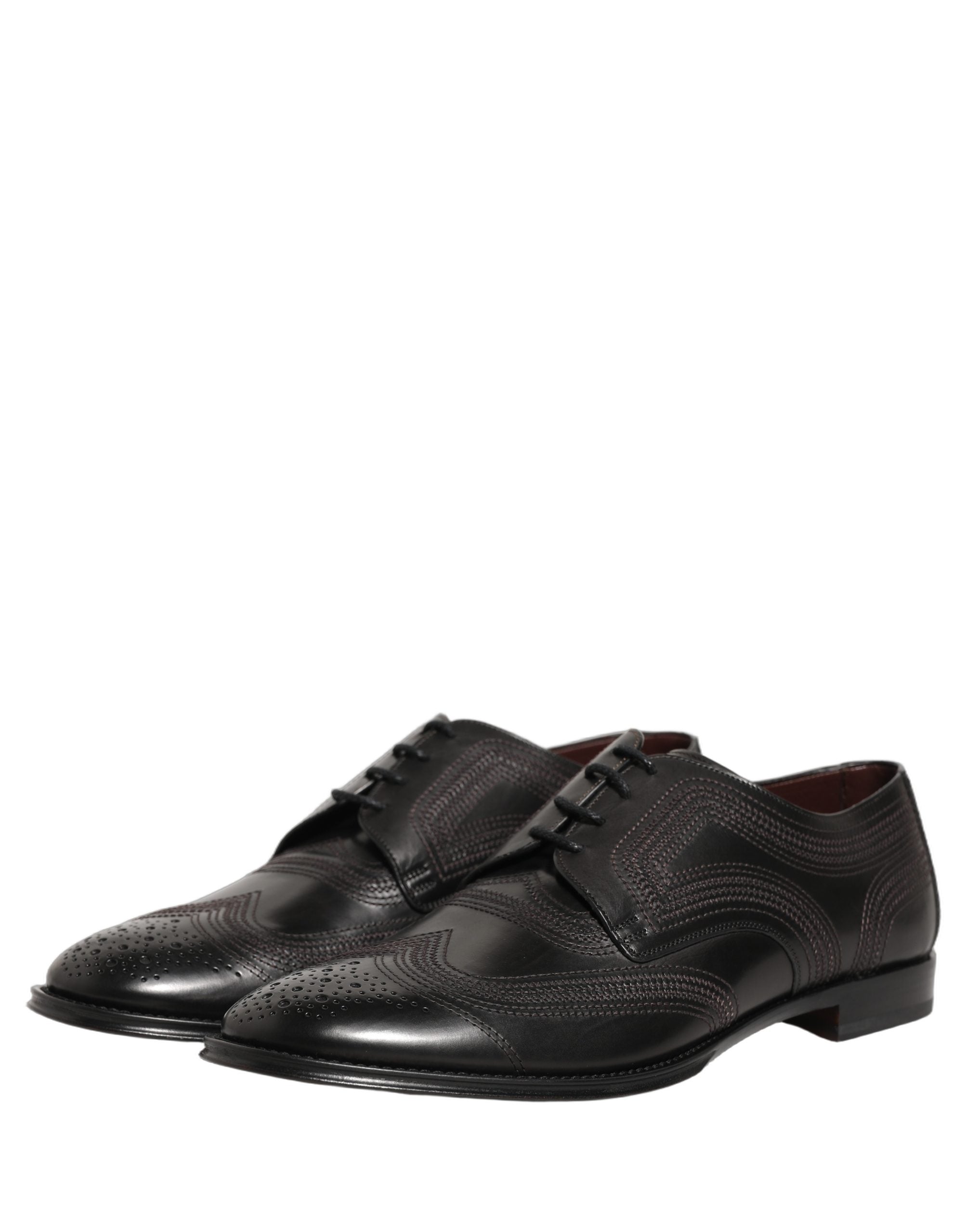 Dolce & Gabbana schwarze bestickte Derby-Anzugschuhe aus Leder
