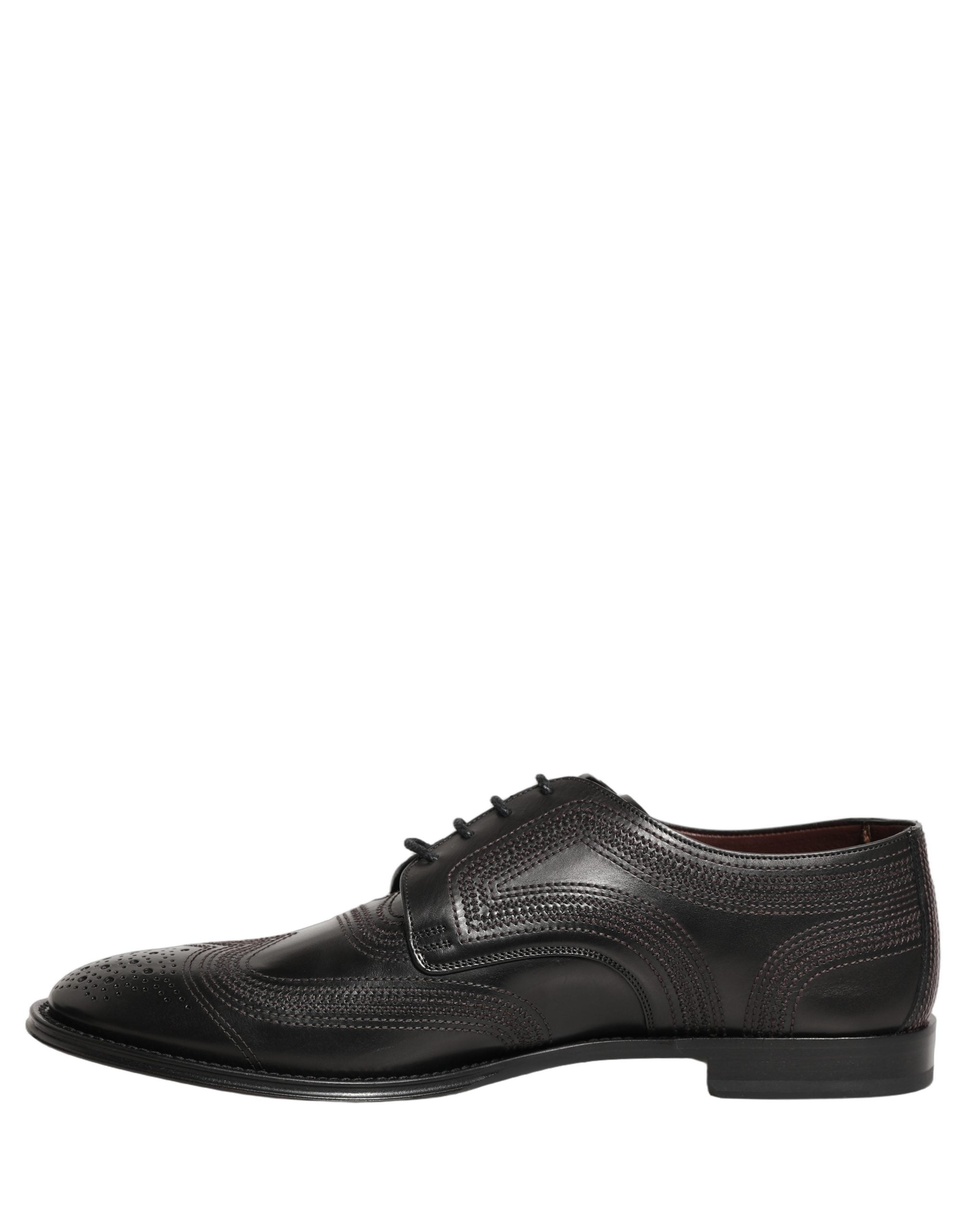 Dolce & Gabbana schwarze bestickte Derby-Anzugschuhe aus Leder