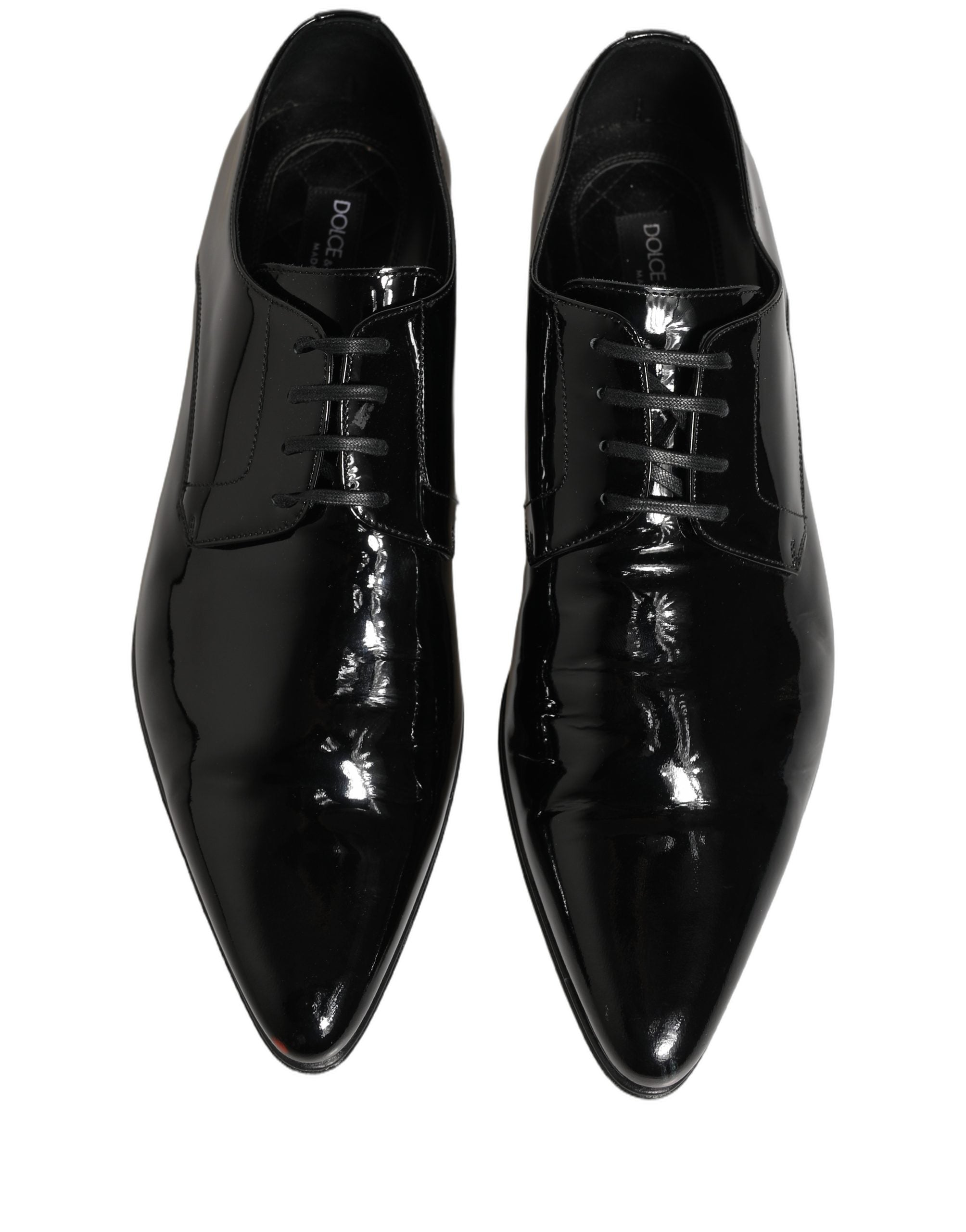 Chaussures Derby en cuir noir Dolce & Gabbana pour homme, chaussures de costume formelles élégantes et sophistiquées.