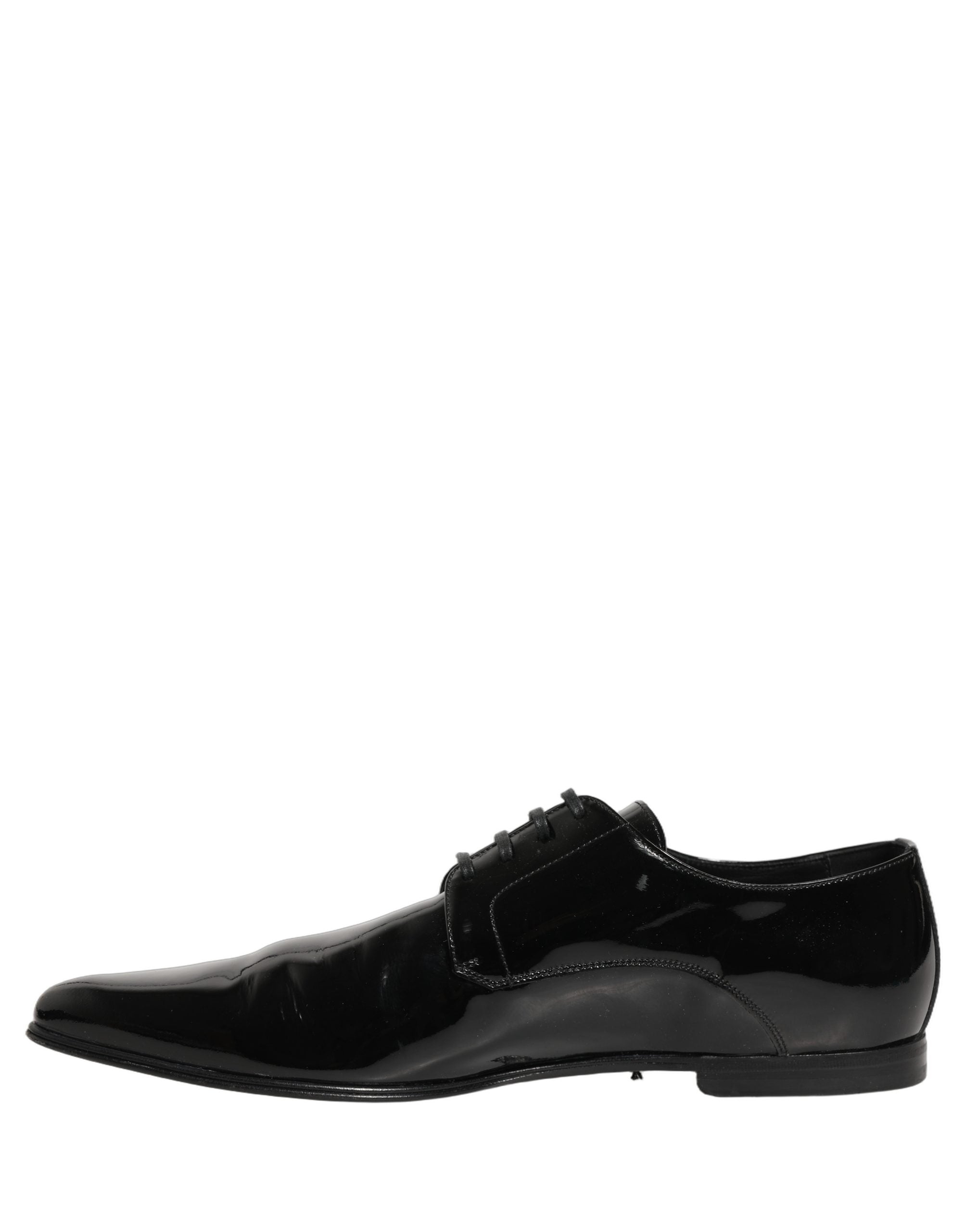 Chaussures Derby en cuir noir Dolce & Gabbana pour homme, chaussures formelles élégantes et sophistiquées.