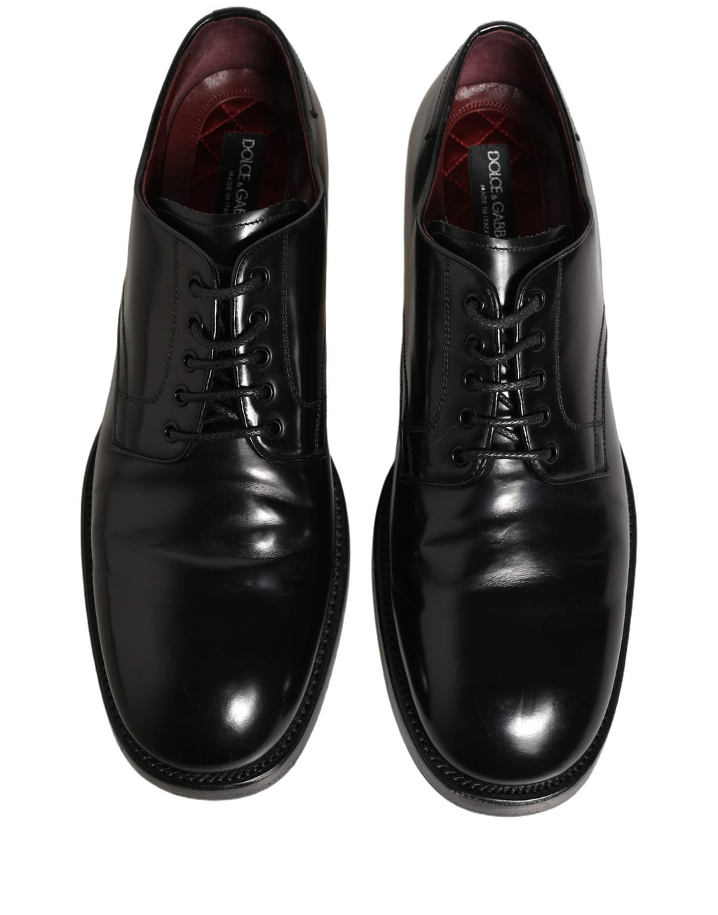 Chaussures Derby en cuir noir de Dolce & Gabbana pour homme, chaussures de cérémonie élégantes et formelles.