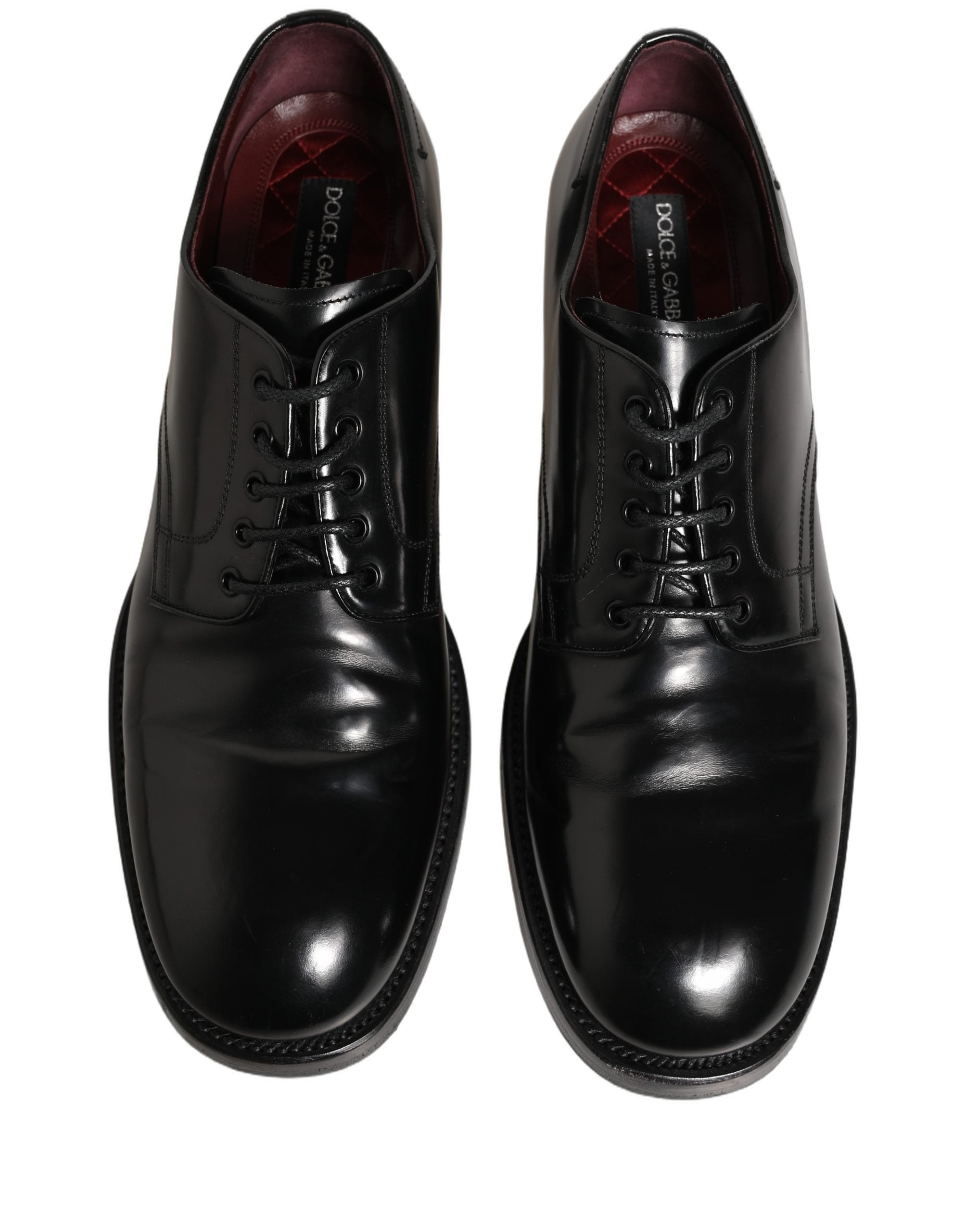 Chaussures Derby en cuir noir de Dolce & Gabbana pour homme, chaussures de cérémonie élégantes et formelles.