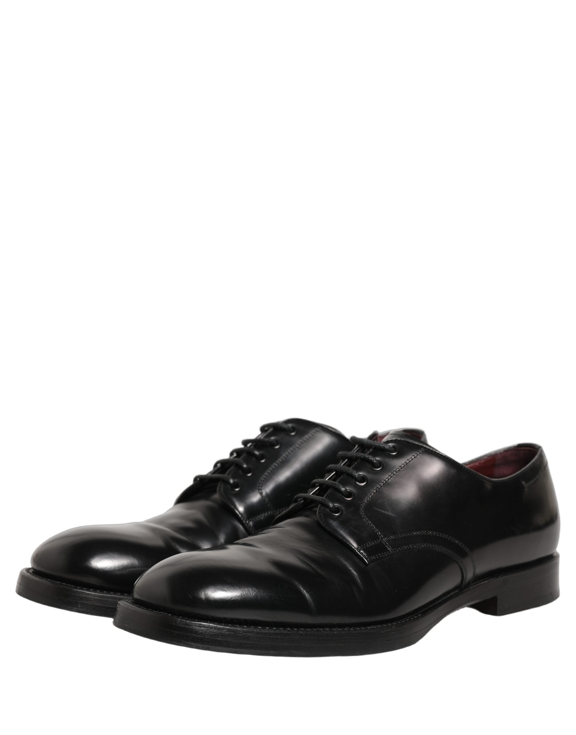 Chaussures derby en cuir noir Dolce & Gabbana pour homme, chaussures formelles élégantes et sophistiquées.