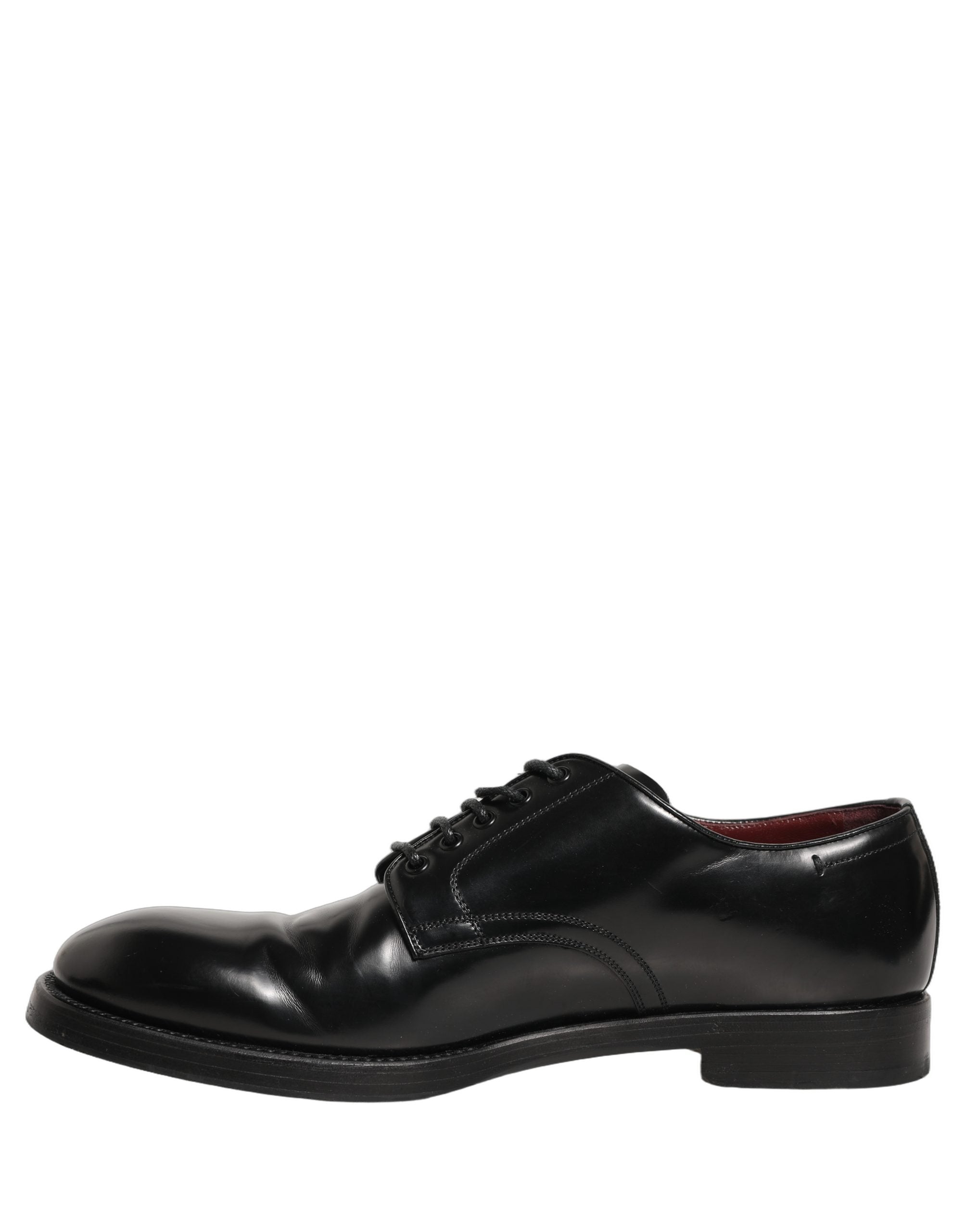 Chaussures Derby en cuir noir Dolce & Gabbana pour homme, chaussures formelles élégantes avec détails en cuir poli.