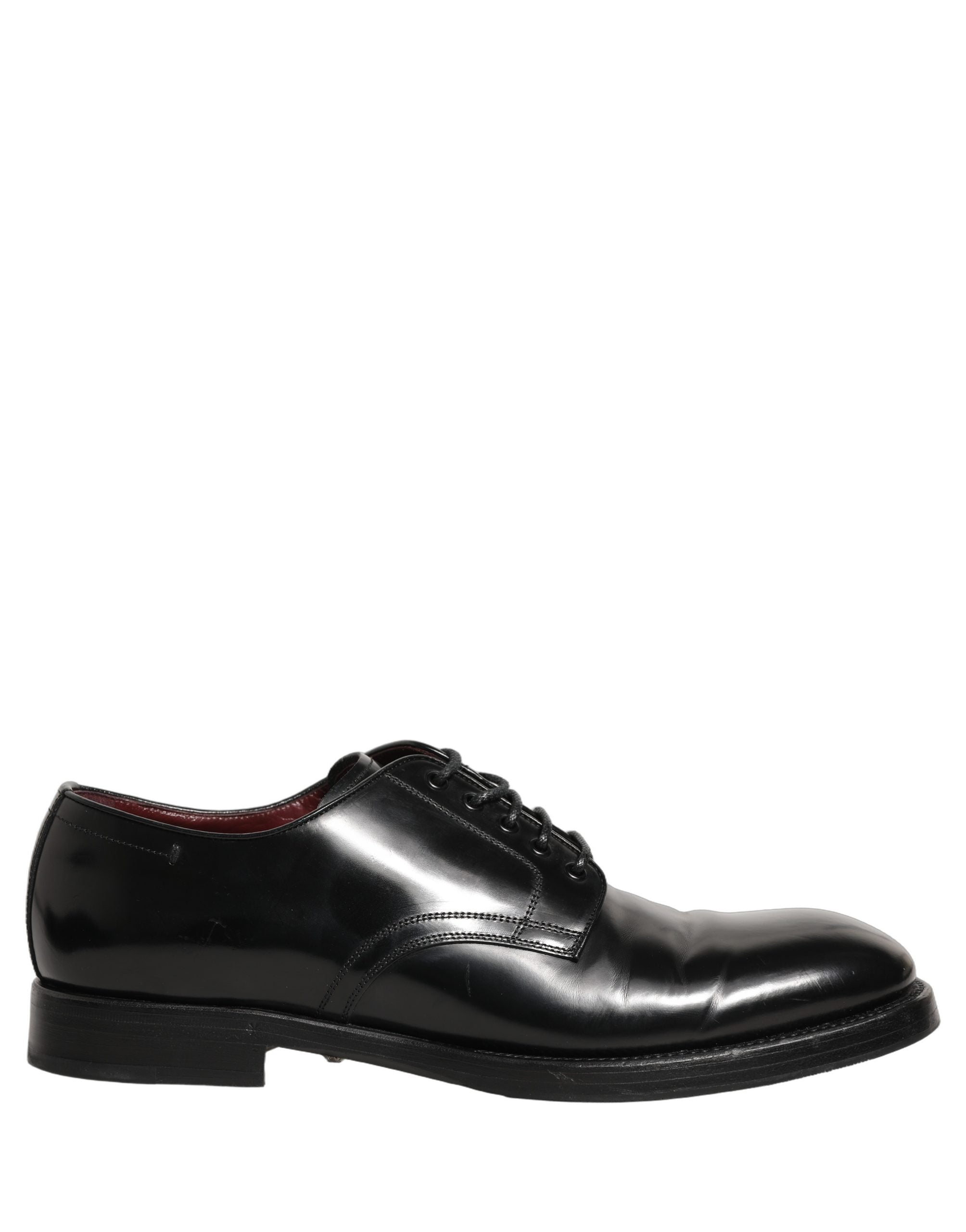 Chaussures habillées en cuir noir de D&G, Derby pour homme, chaussures formelles élégantes Dolce & Gabbana, intérieur en cuir.
