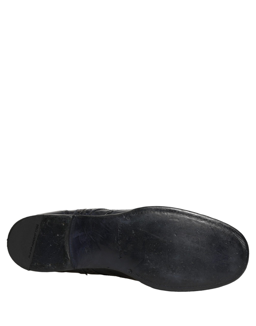 Chaussures Derby Wingtip en cuir bleu Dolce & Gabbana pour homme, chaussures formelles élégantes avec détails en relief.
