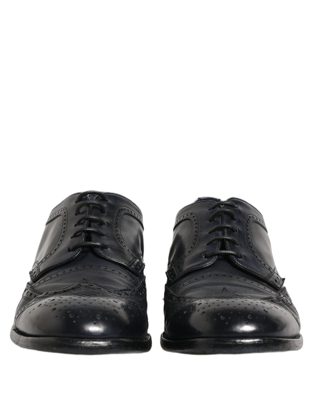 Chaussures Derby Wingtip en cuir bleu de Dolce & Gabbana, chaussures formelles élégantes pour homme.