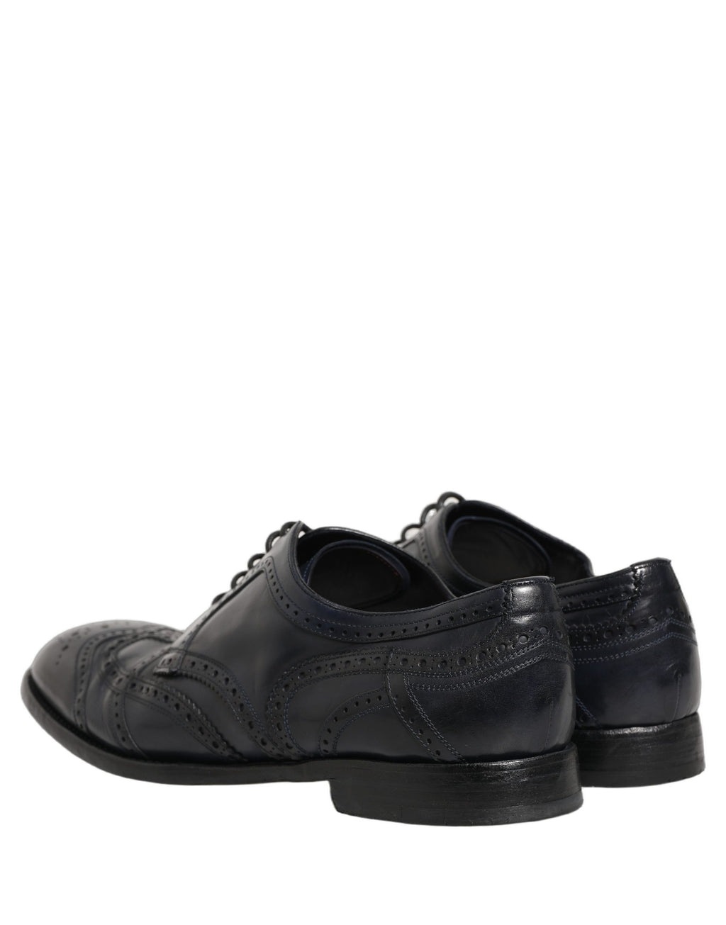 Chaussures derby en cuir bleu Dolce & Gabbana pour homme, chaussures formelles wingtip avec détails élégants.