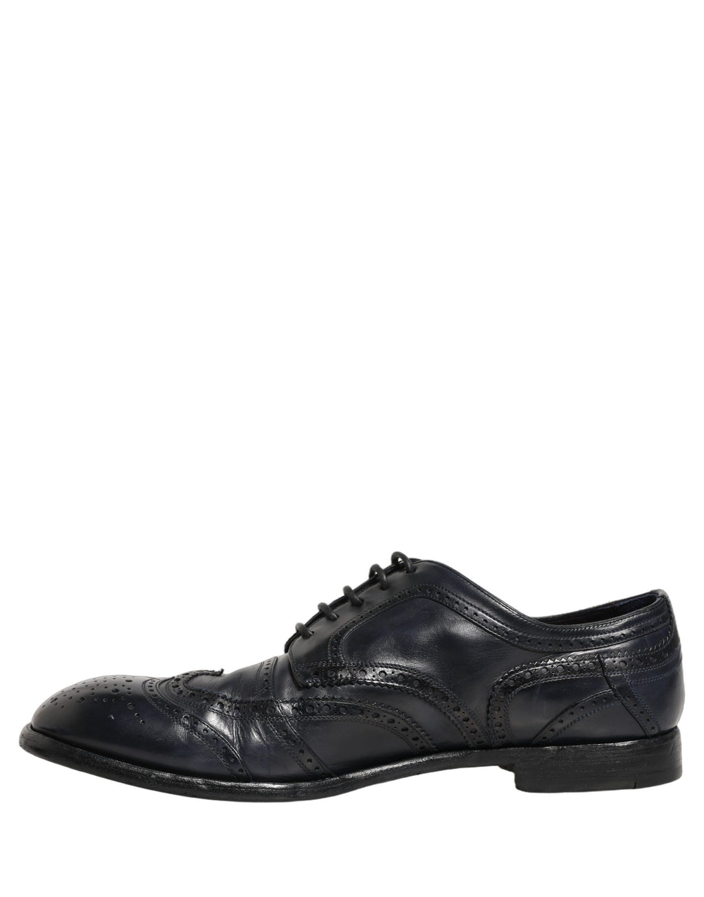 Chaussures Derby wingtip en cuir bleu Dolce & Gabbana, chaussures formelles élégantes pour homme.