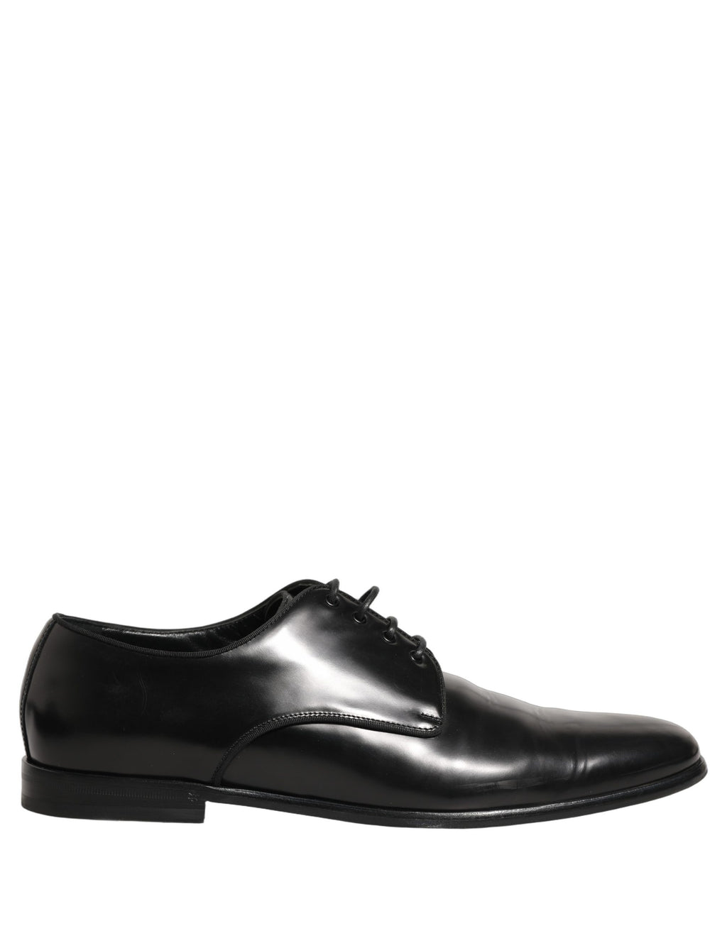 Chaussures Derby formelles en cuir noir Dolce & Gabbana pour homme, élégantes et sophistiquées, vue de face.