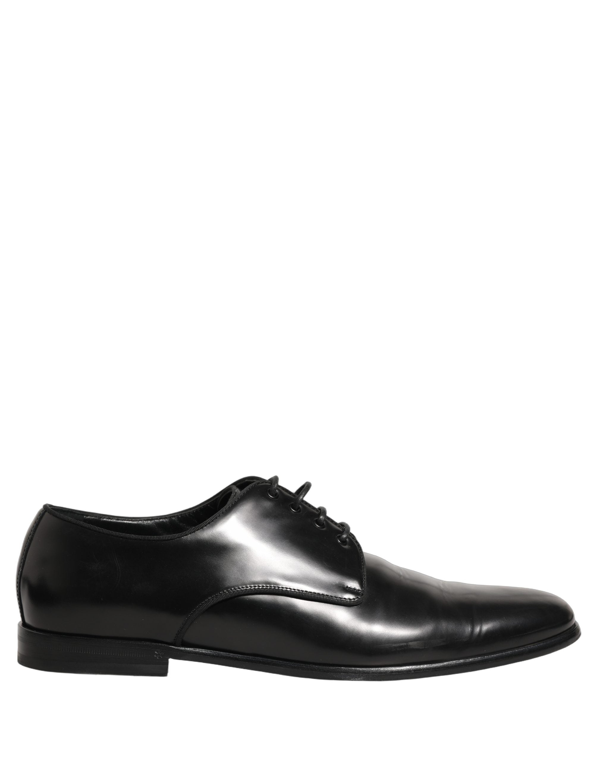 Chaussures Derby formelles en cuir noir Dolce & Gabbana pour homme, élégantes et sophistiquées, vue de face.