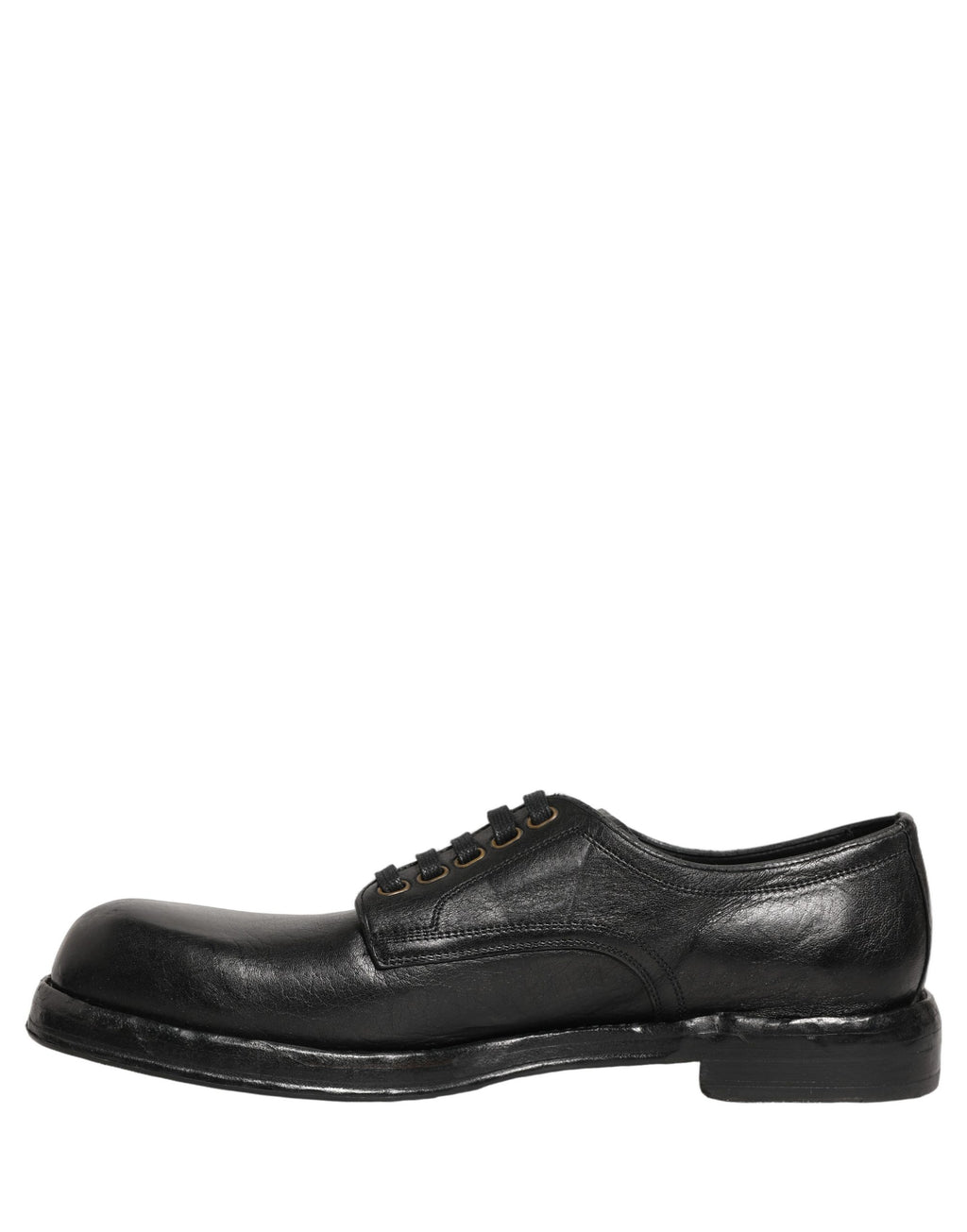 Chaussures hommes Derby en cuir noir Dolce & Gabbana avec laçage, style élégant et sophistiqué.
