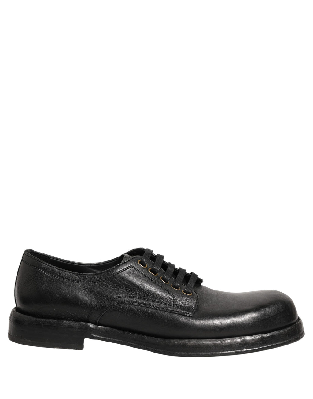 Chaussures Derby homme Dolce & Gabbana en cuir noir avec laçage, style élégant et classique pour hommes.
