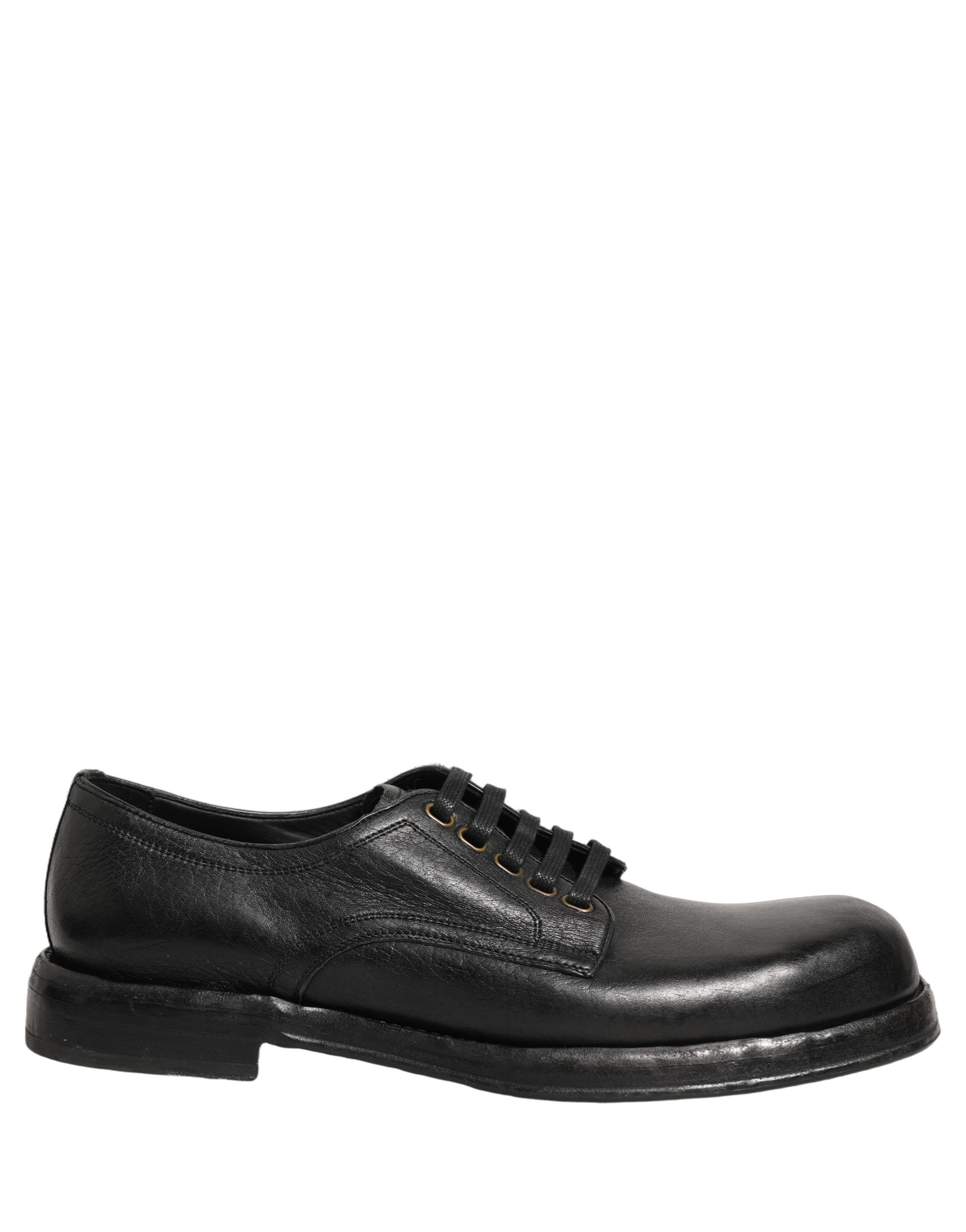 Chaussures Derby homme Dolce & Gabbana en cuir noir avec laçage, style élégant et classique pour hommes.