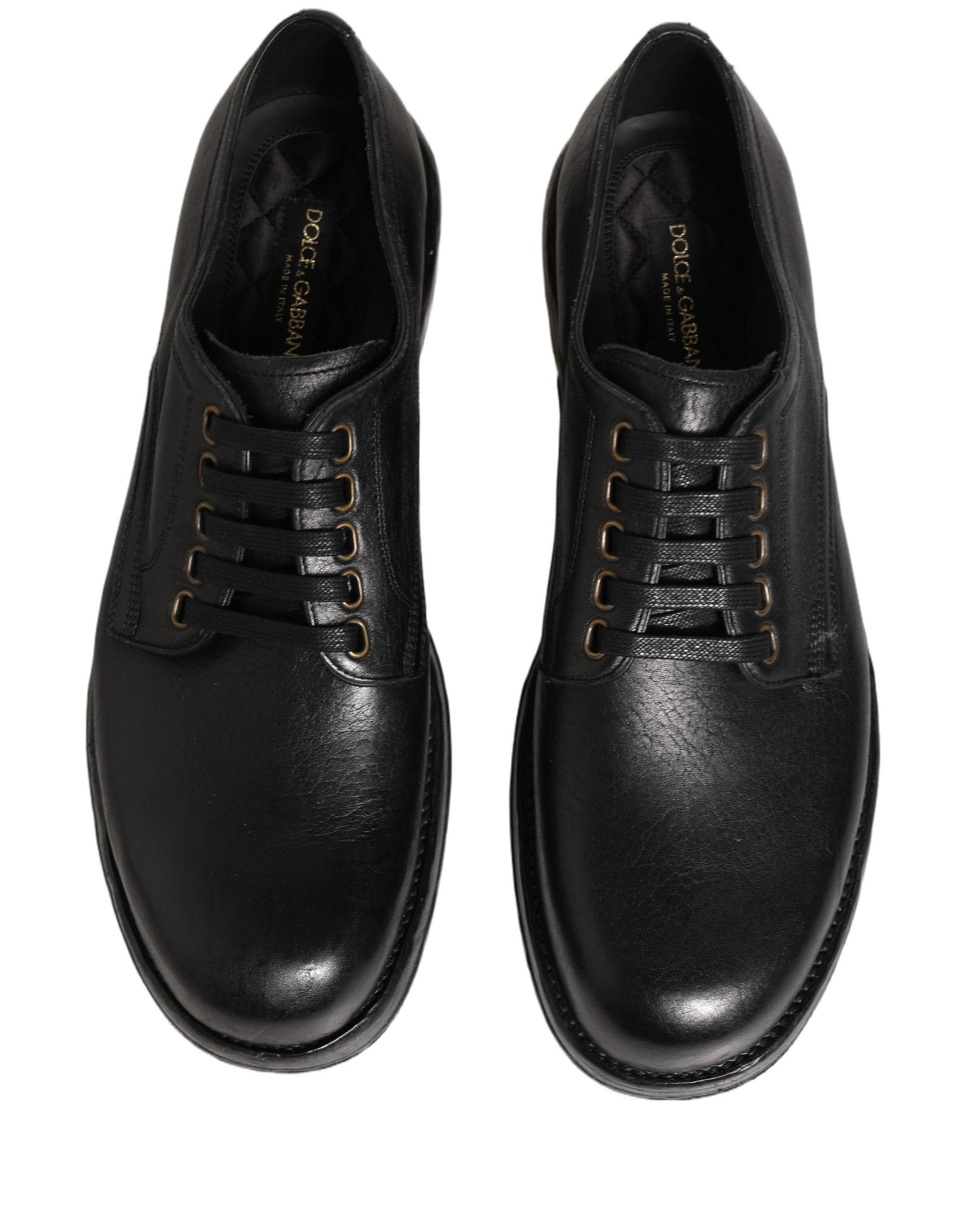 Chaussures derby pour hommes Dolce & Gabbana en cuir noir avec laçage, style élégant et sophistiqué.