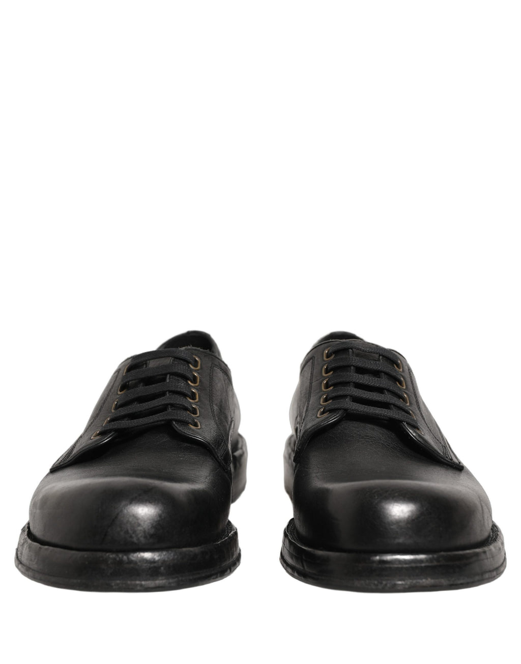 Chaussures derby en cuir noir Dolce & Gabbana pour homme avec lacets, style élégant et sophistiqué.