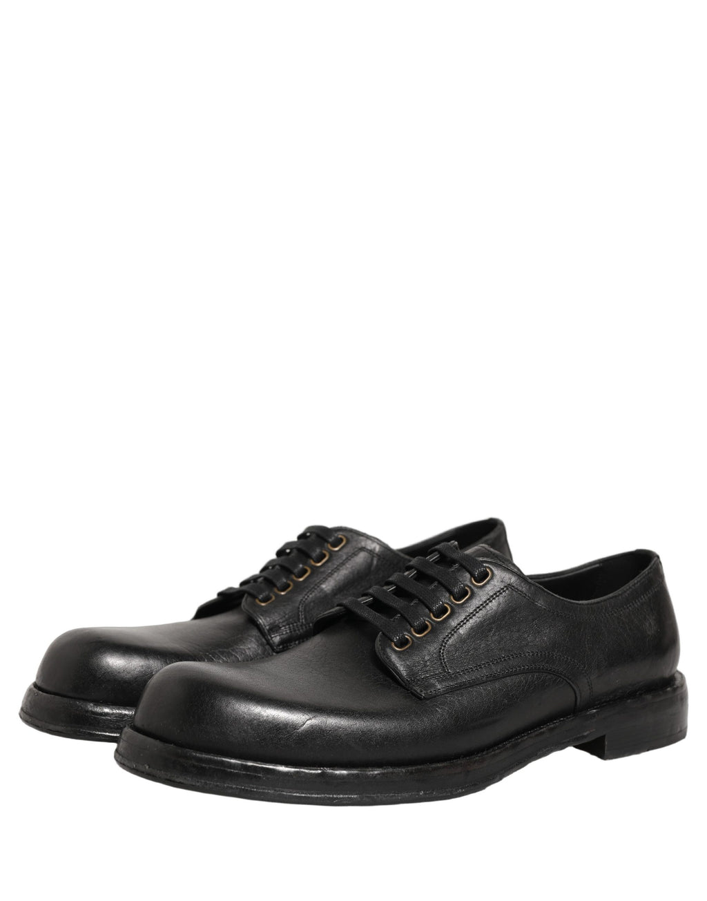 Chaussures Derby en cuir noir Dolce & Gabbana pour hommes avec lacets, style élégant et sophistiqué.