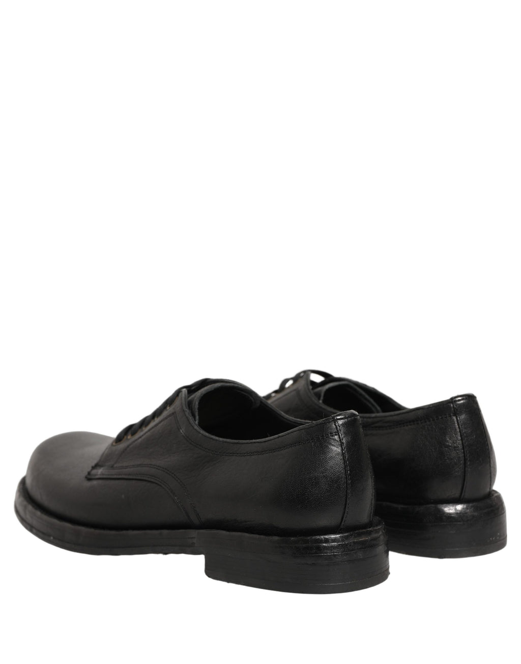 Chaussures derby en cuir noir Dolce & Gabbana pour hommes avec laçage, style élégant et sophistiqué.