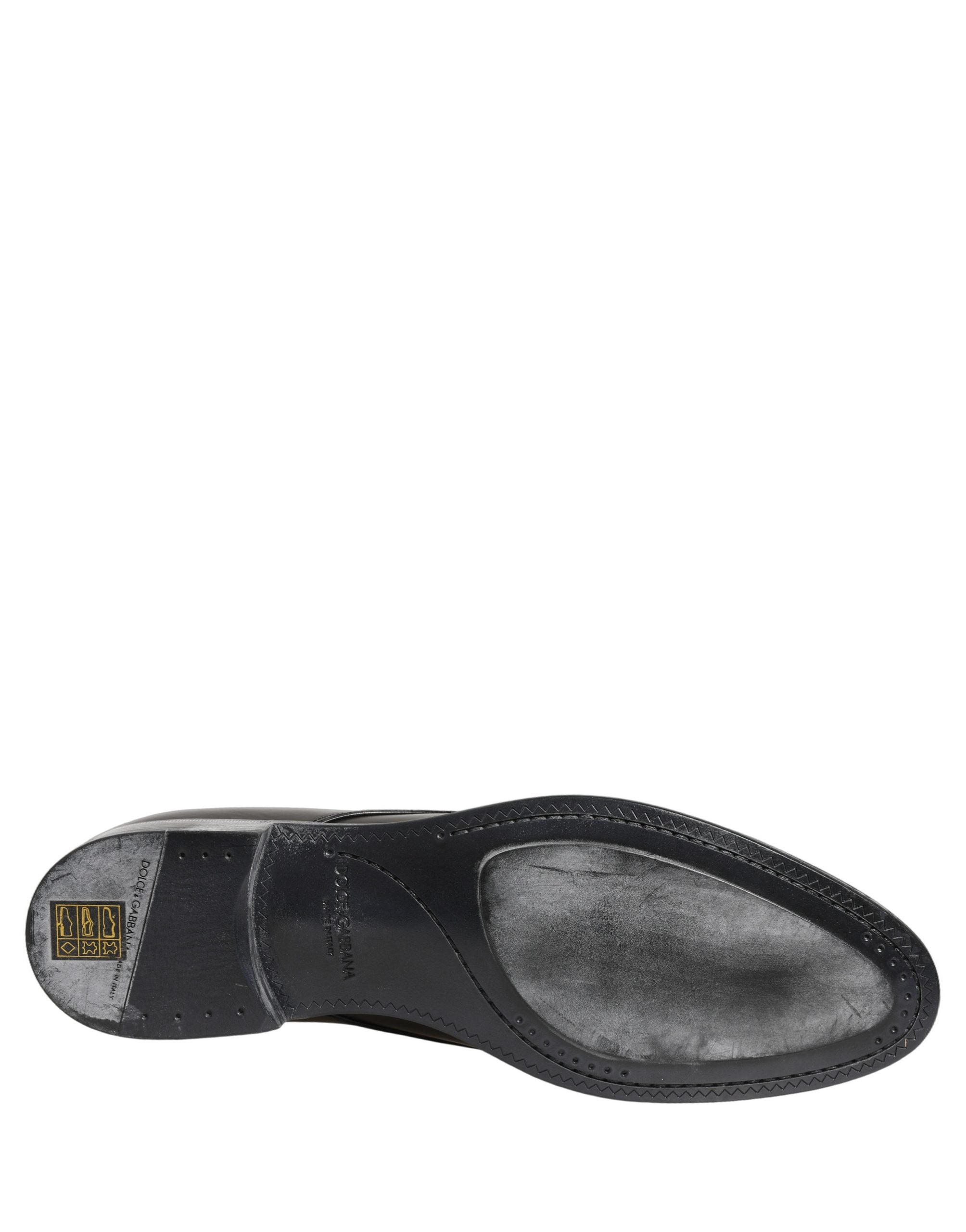 Chaussures Derby homme Dolce & Gabbana en cuir noir avec lacets, style élégant et sophistiqué.