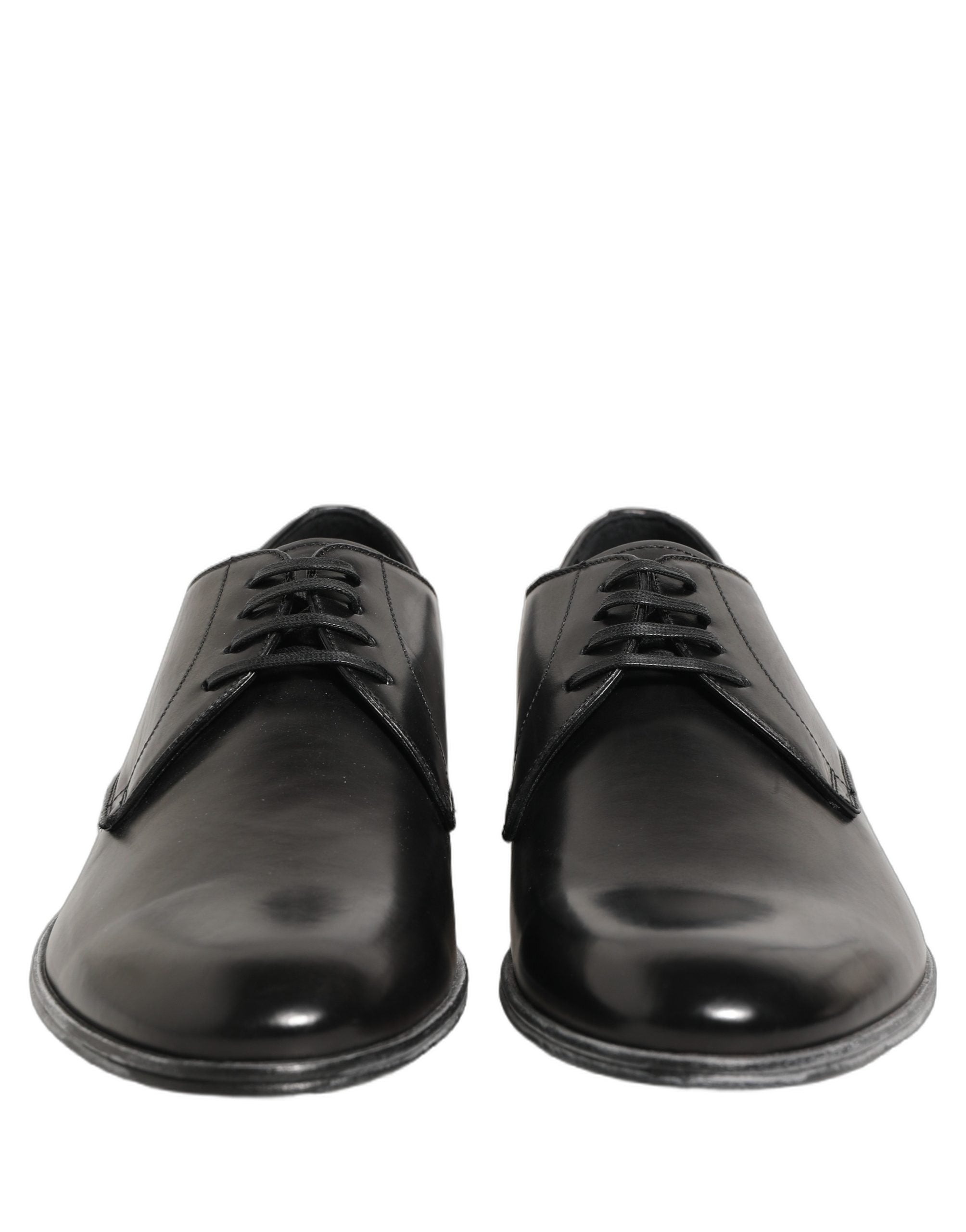 Chaussures Derby en cuir noir de Dolce & Gabbana avec lacets, style élégant et sophistiqué pour hommes.