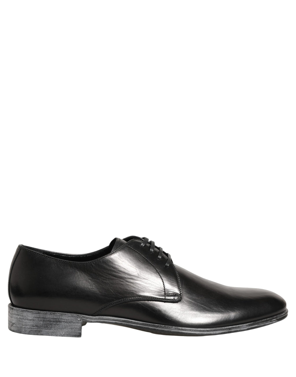 Chaussures Derby pour hommes Dolce & Gabbana en cuir noir avec lacets, style élégant et sophistiqué.