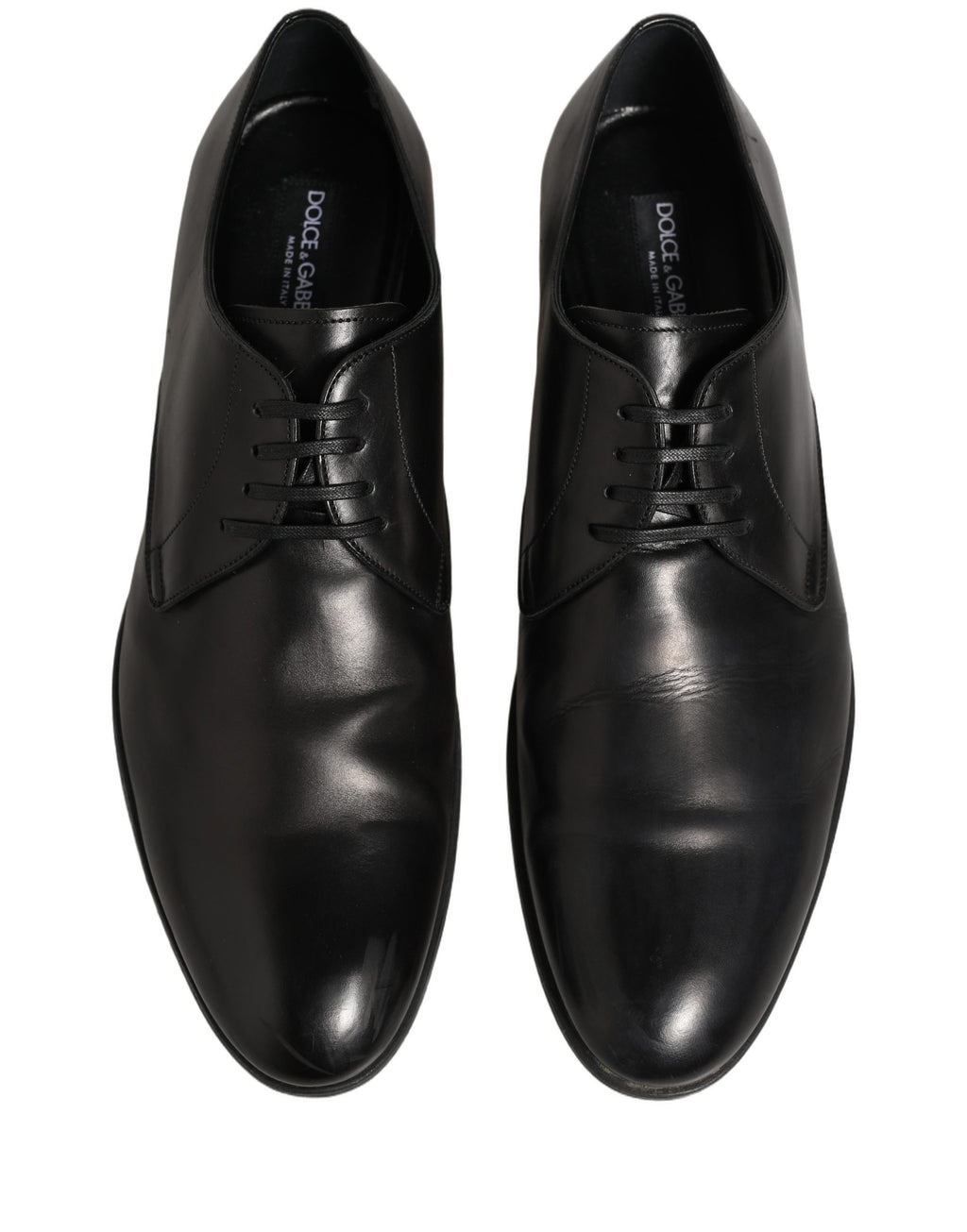 Chaussures Derby Dolce & Gabbana en cuir noir avec lacets, style élégant et sophistiqué, pour homme ou femme.