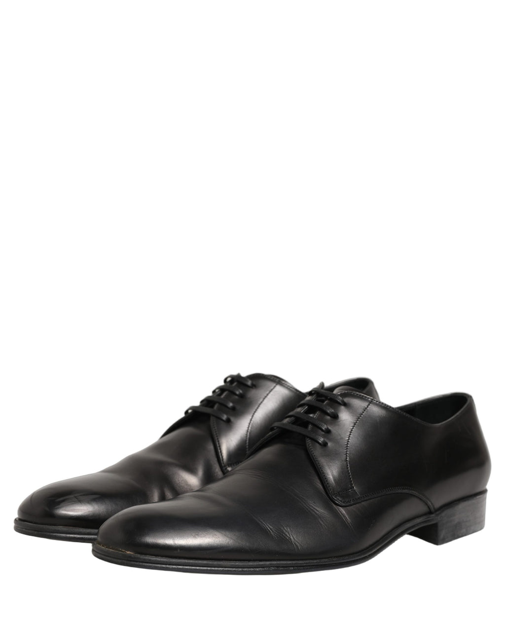 Chaussures derby en cuir noir Dolce & Gabbana avec lacets, chaussures élégantes en style classique.