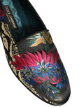 Chaussures hommes Dolce & Gabbana loafers en jacquard floral noir, style élégant et sophistiqué pour occasion formelle.