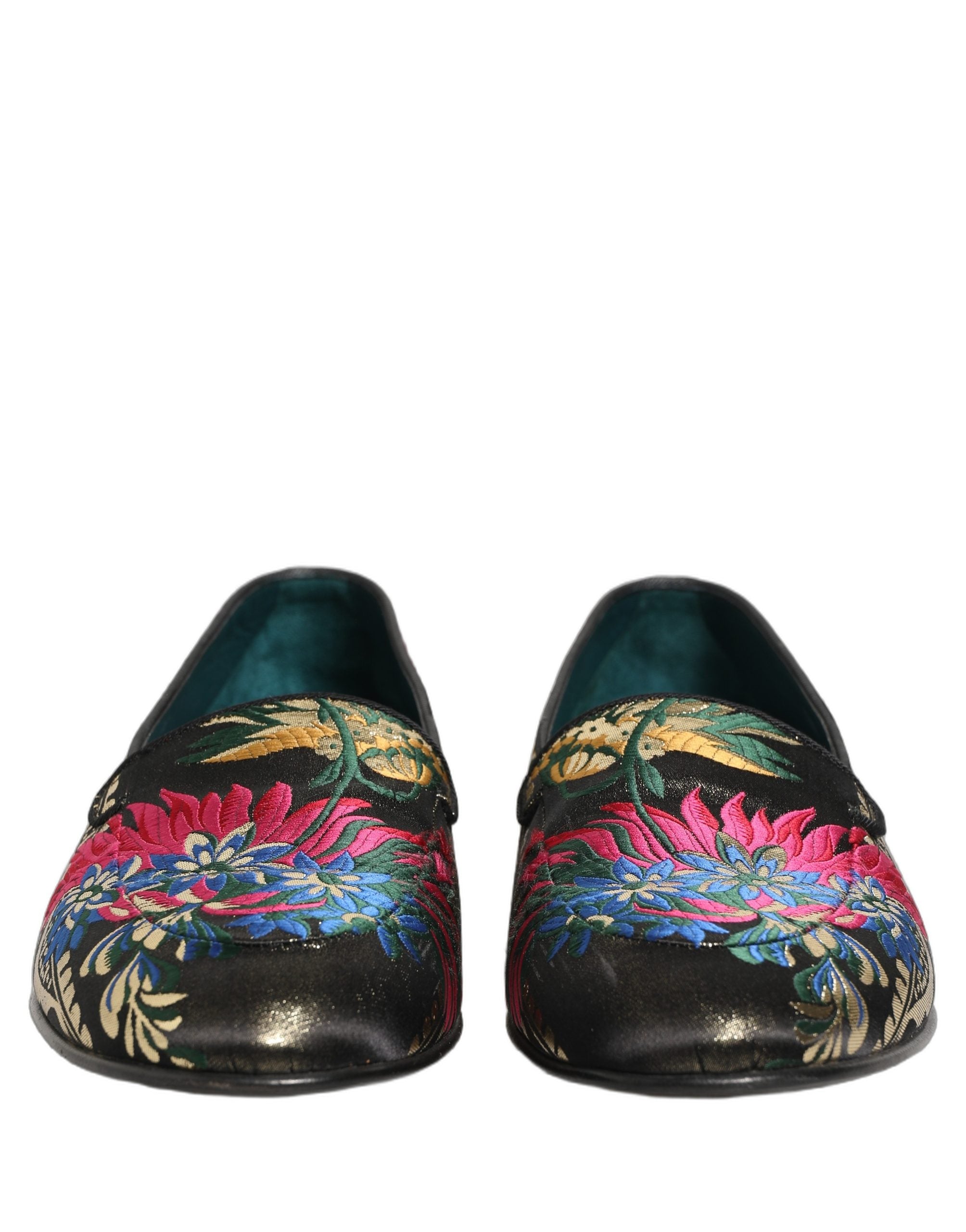 Chaussures pour hommes Dolce & Gabbana, mocassins en jacquard noir à motif floral, chaussures de ville élégantes