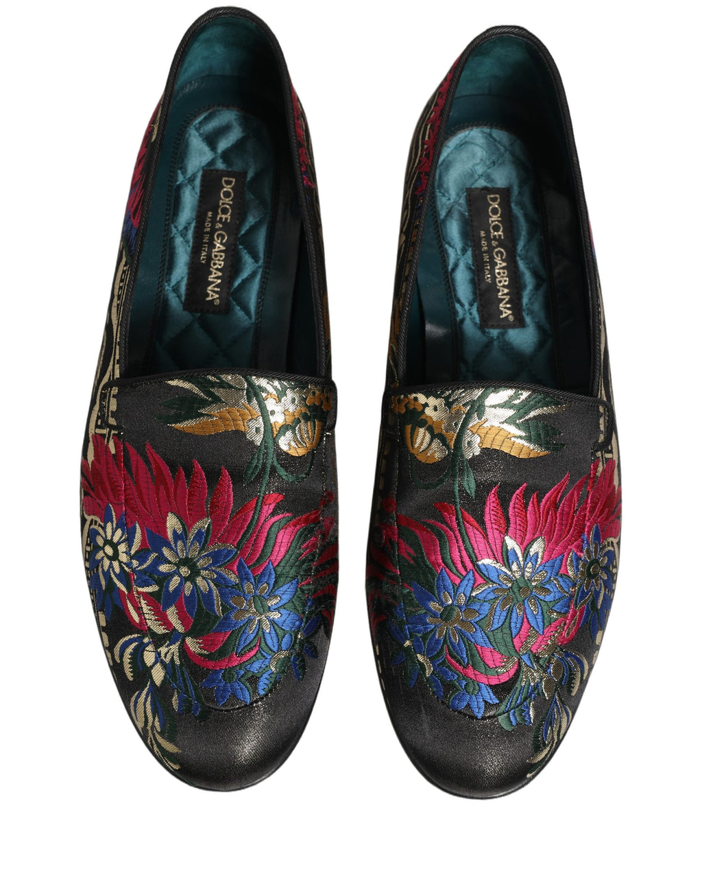 Mocassins pour homme Dolce & Gabbana en jacquard floral noir, chaussures de ville élégantes et sophistiquées.