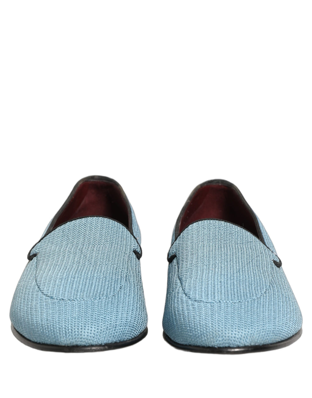 Chaussures mocassins homme Dolce & Gabbana en tissu tissé bleu, slip-on élégants et confortables.