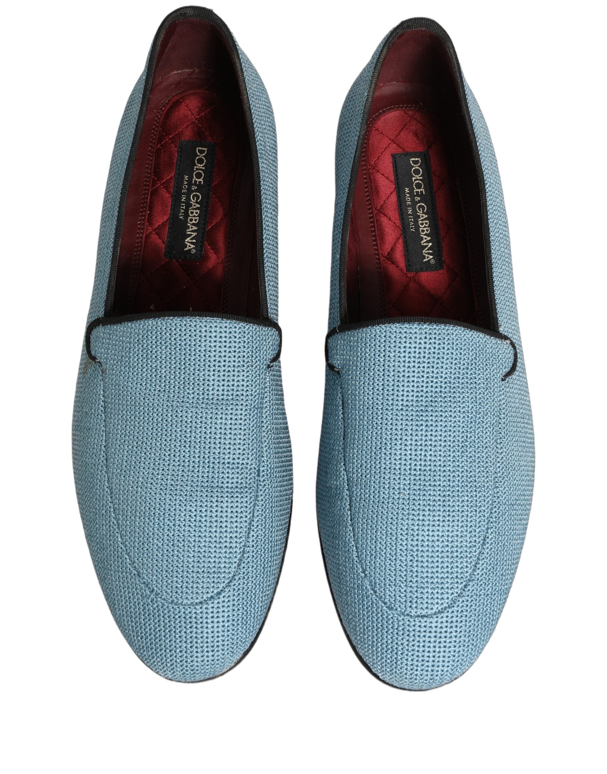 Chaussures mocassins pour homme Dolce & Gabbana en tissage bleu, slip-on élégants pour occasion formelle.