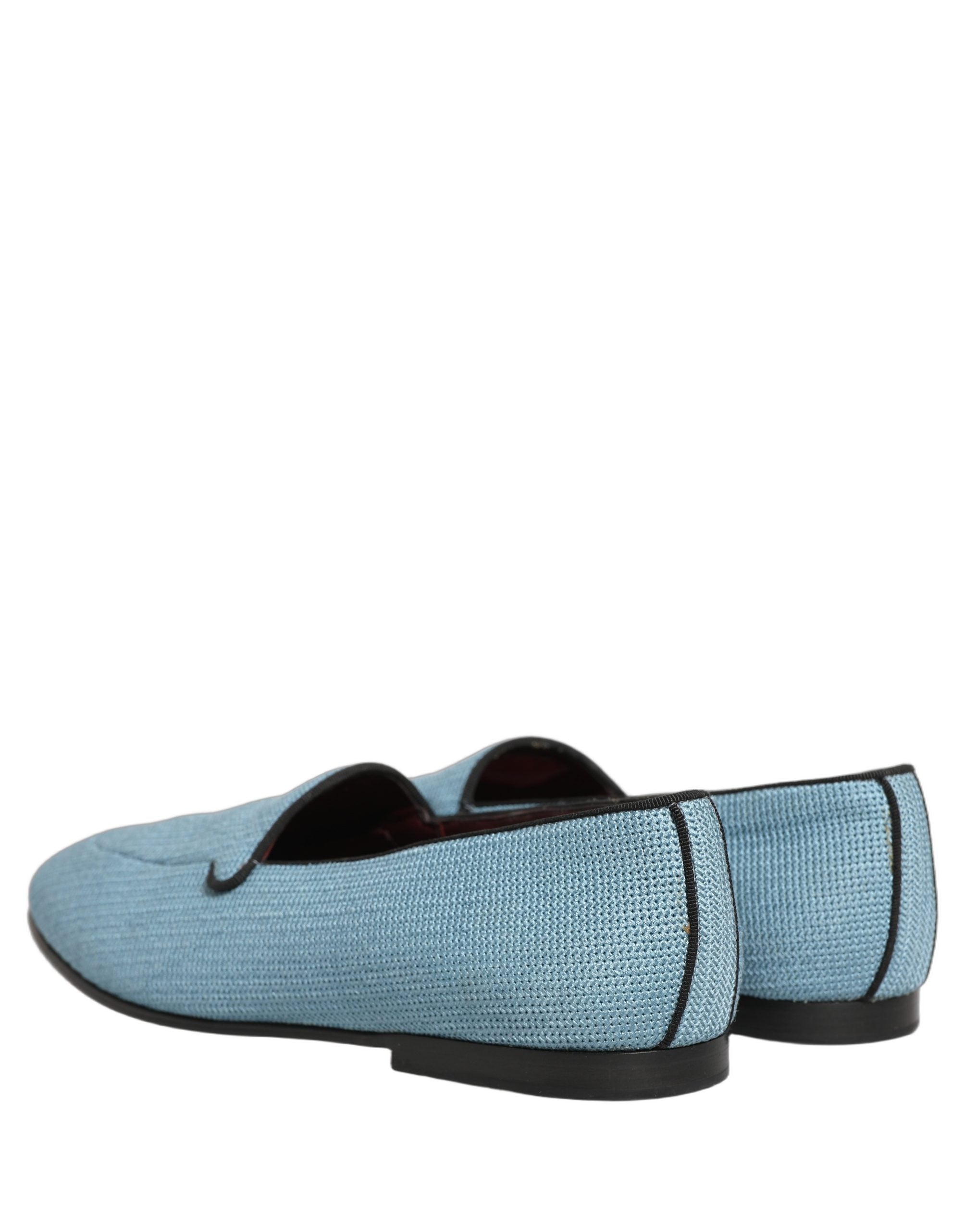 Chaussures mocassins homme Dolce & Gabbana en tissage bleu, slip-on élégants pour tenue décontractée ou formelle.