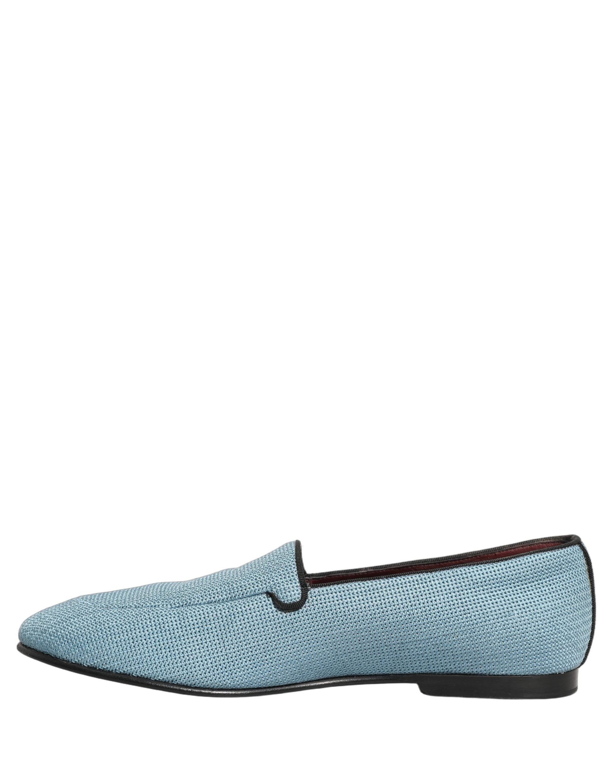 Chaussures mocassins hommes Dolce & Gabbana bleu tissées, slip-on élégants, pour un style sophistiqué et confortable.
