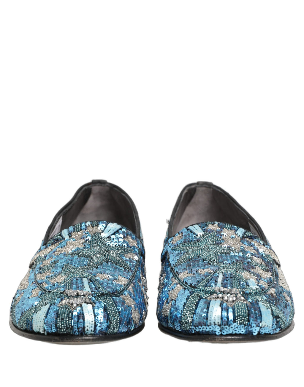 Chaussures mocassins Dolce & Gabbana à sequins brodés multicolores, élégantes et sophistiquées.