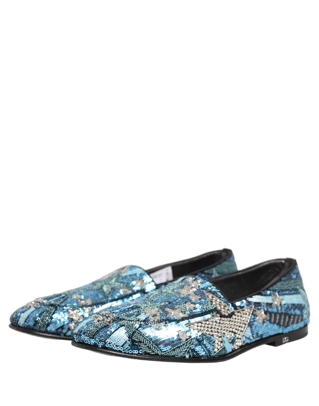 Chaussures loafers Dolce & Gabbana brodées multicolores avec sequins, élégantes et ornées de motifs colorés.