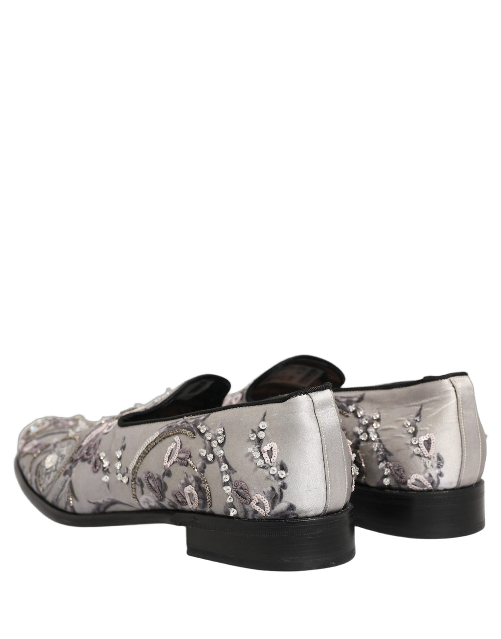 Chaussures Dolce & Gabbana en daim blanc à sequins pour occasion formelle, style slip-on élégante et sophistiquée.