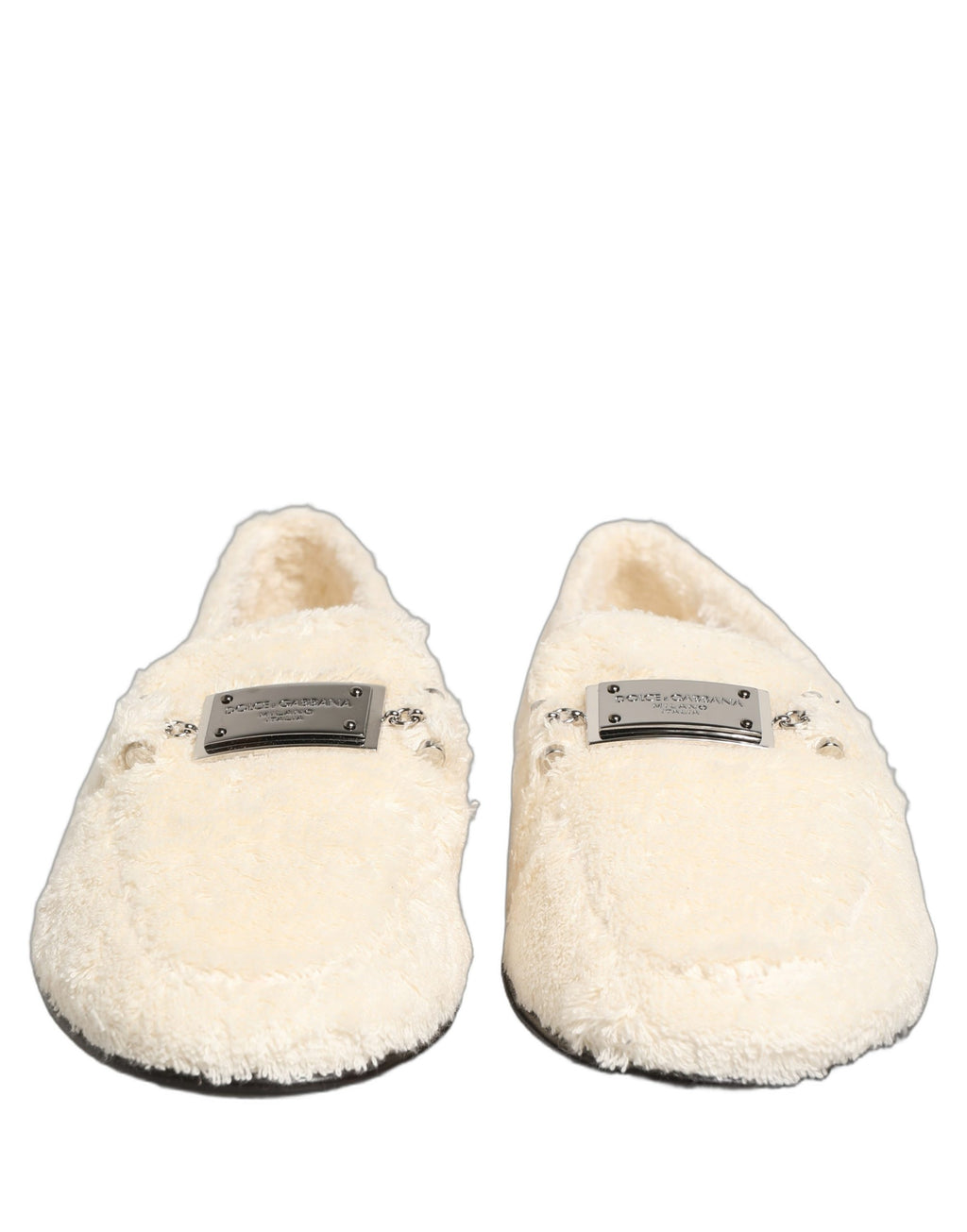 Chaussures mocassins pour homme Dolce & Gabbana en shearling blanc en fourrure, élégantes et confortables.