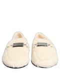 Chaussures mocassins pour homme Dolce & Gabbana en shearling blanc en fourrure, élégantes et confortables.
